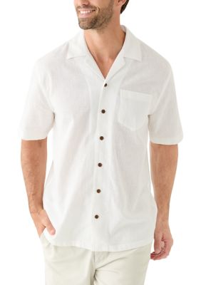 Men's Short Sleeve Linen and Cotten Camp Shirt