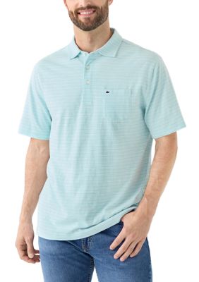 Oblada　IVY POLO Crown & Ivy™ Men's Short Sleeve Slub Striped Cotton Polo Shirt | Belk