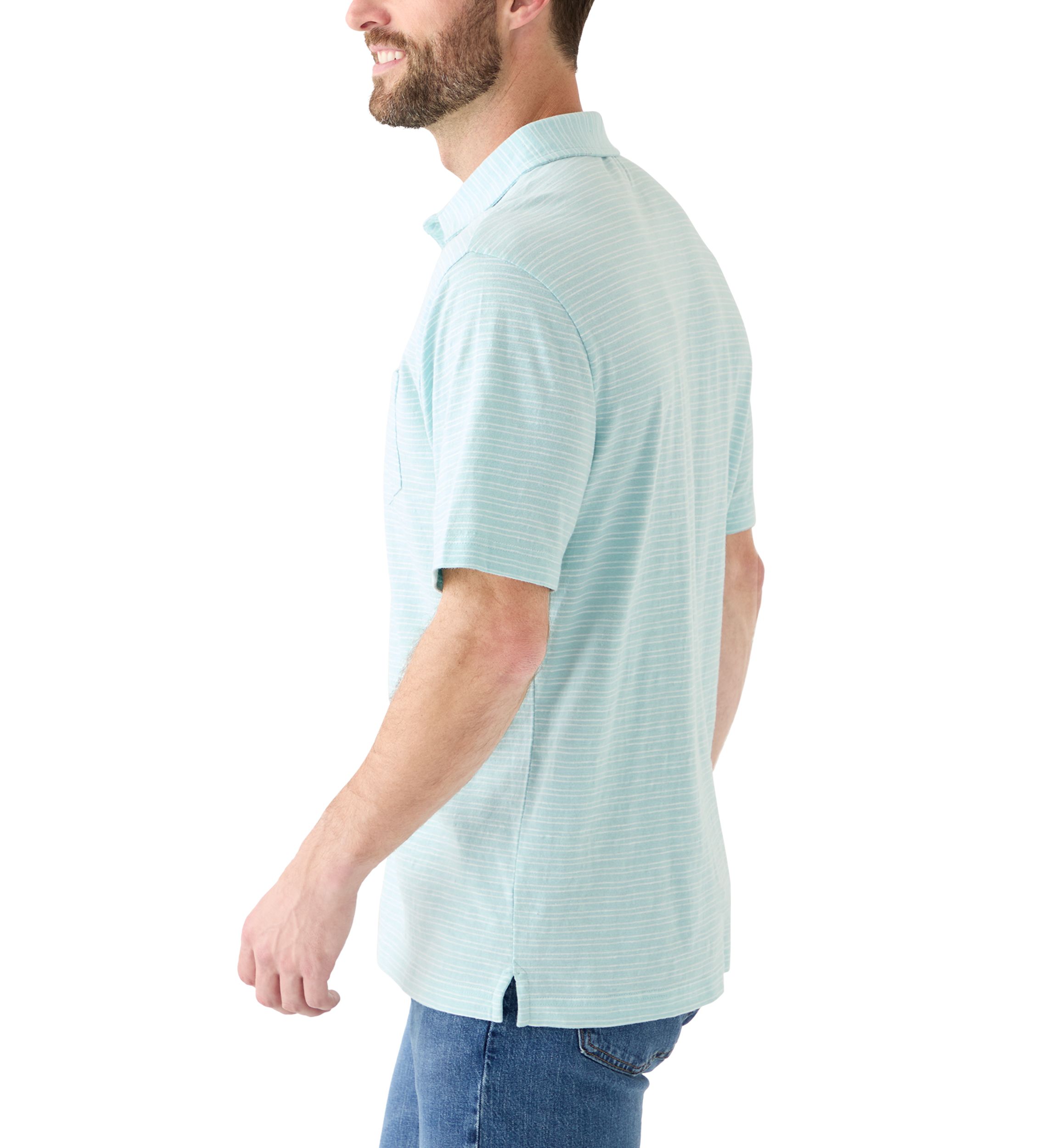 Crown & Ivy™ Men's Short Sleeve Slub Striped Cotton Polo Shirt | Belk