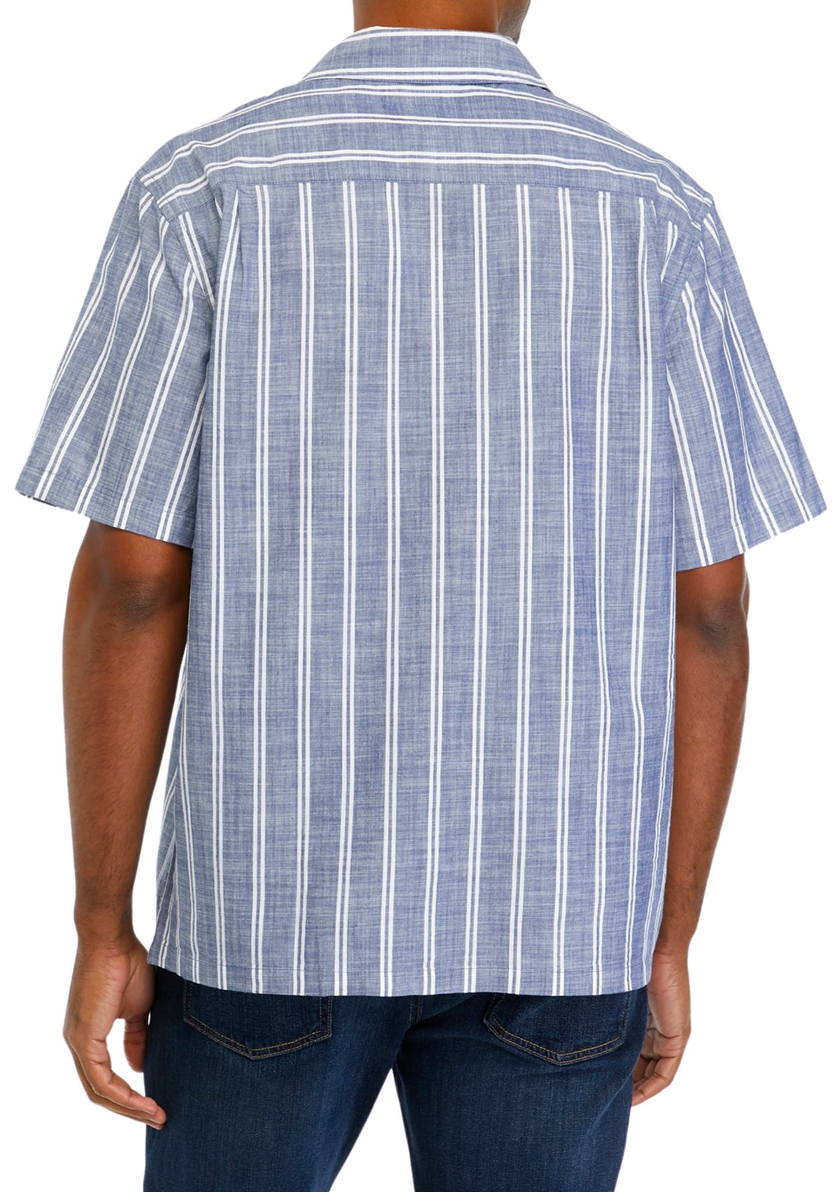 Short Sleeve Cotton Stripe Camp Shirt