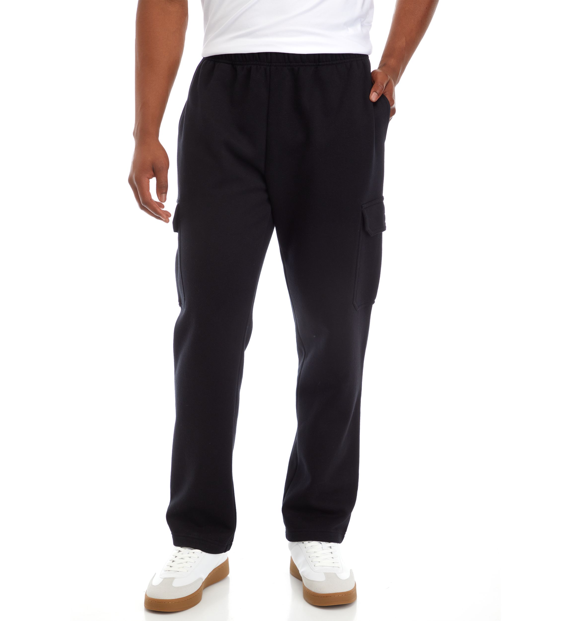 Solid Fleece Cargo Pants