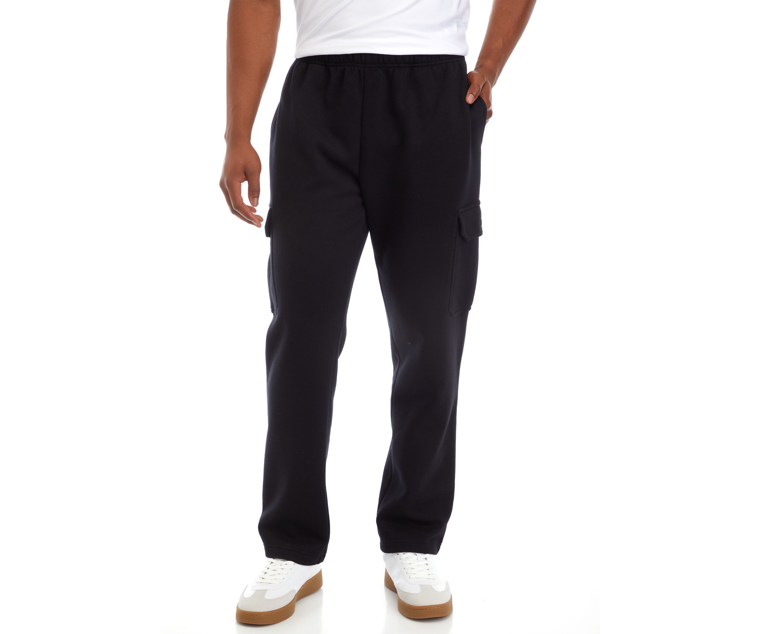 Solid Fleece Cargo Pants
