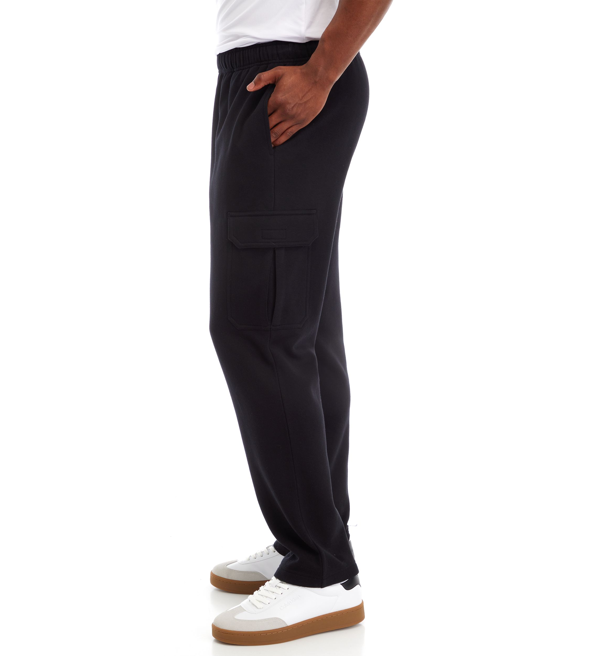 Solid Fleece Cargo Pants