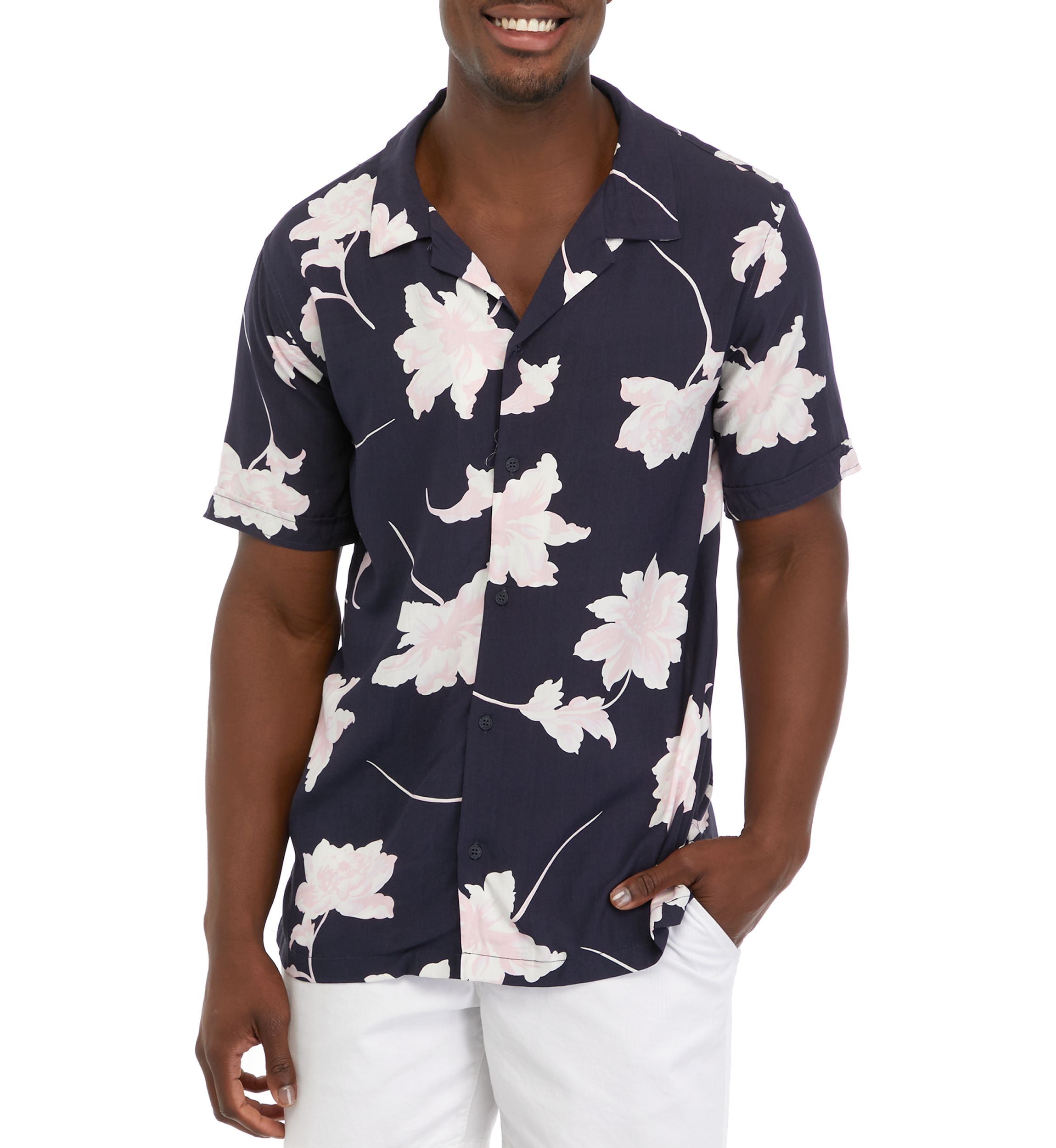 Mens Short Sleeve Floral Camp Shirt
