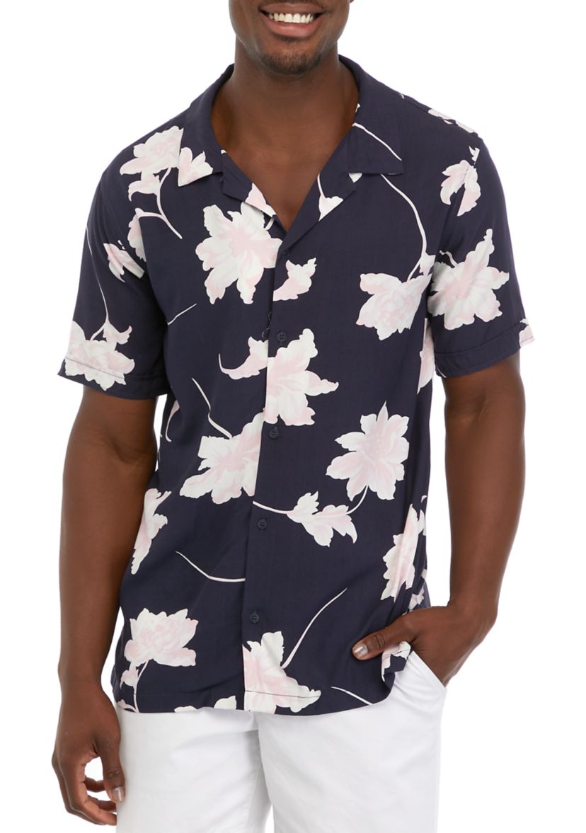 Mens Short Sleeve Floral Camp Shirt