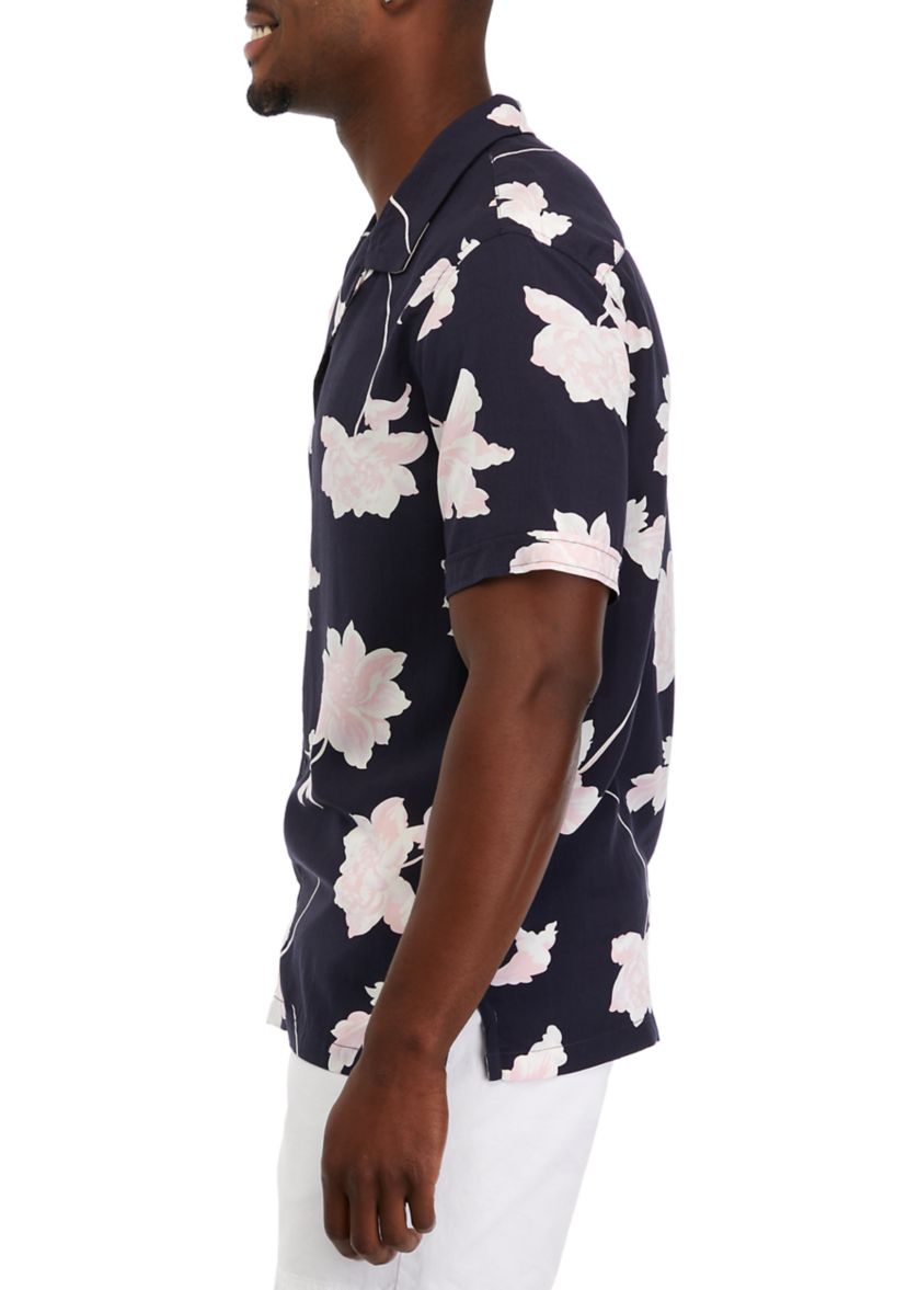 Mens Short Sleeve Floral Camp Shirt