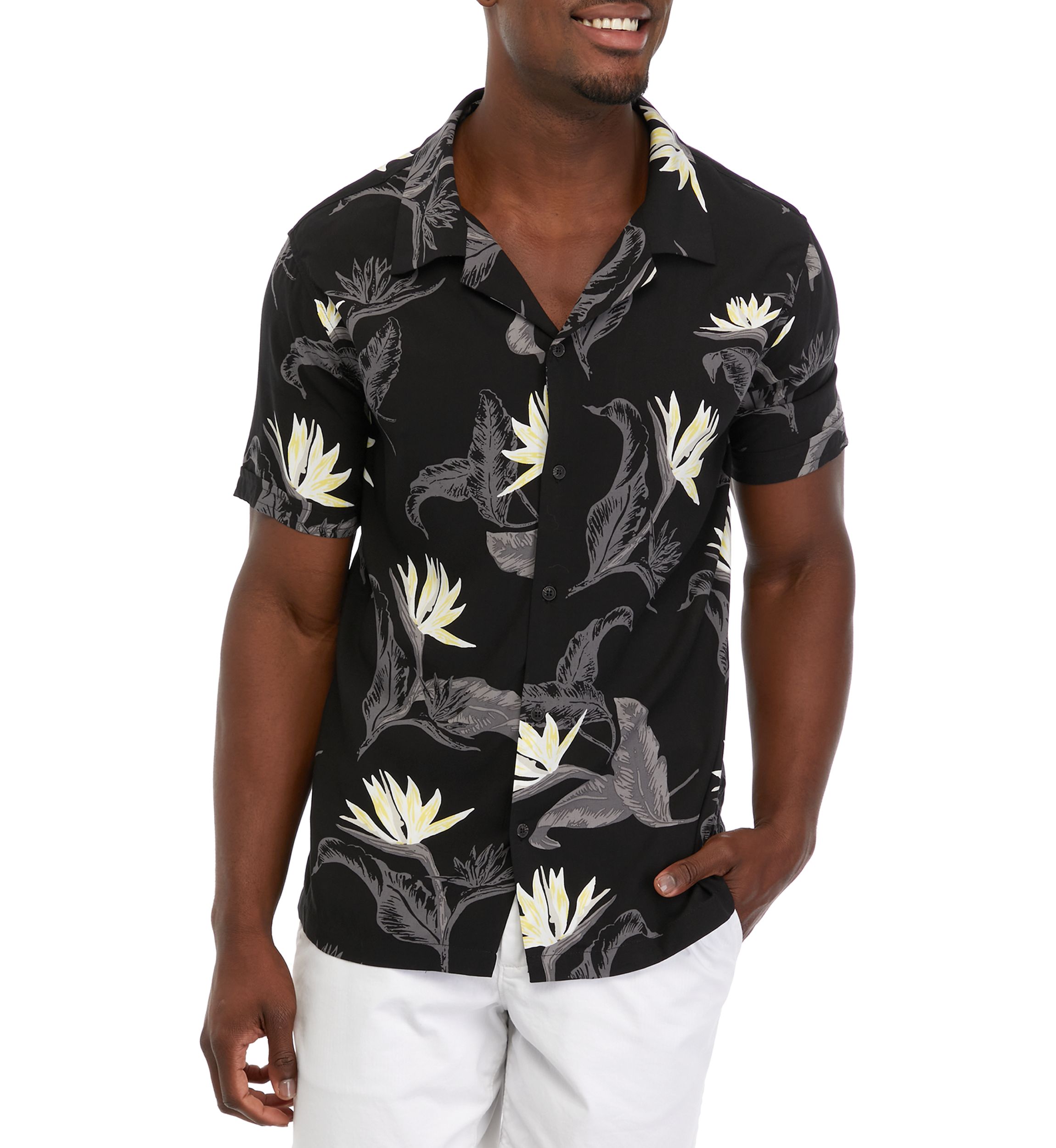 Mens Short Sleeve Floral Camp Shirt