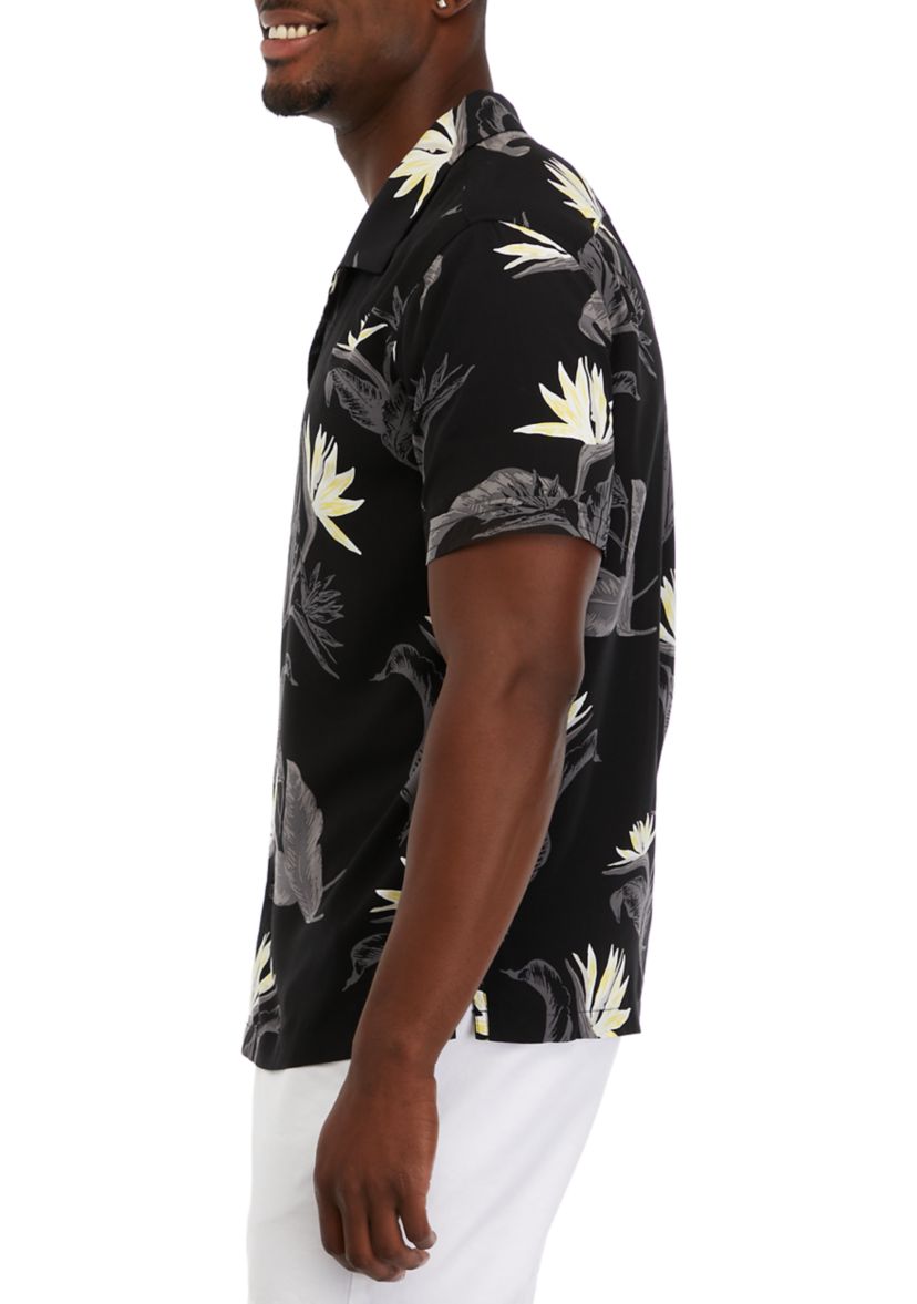 Mens Short Sleeve Floral Camp Shirt