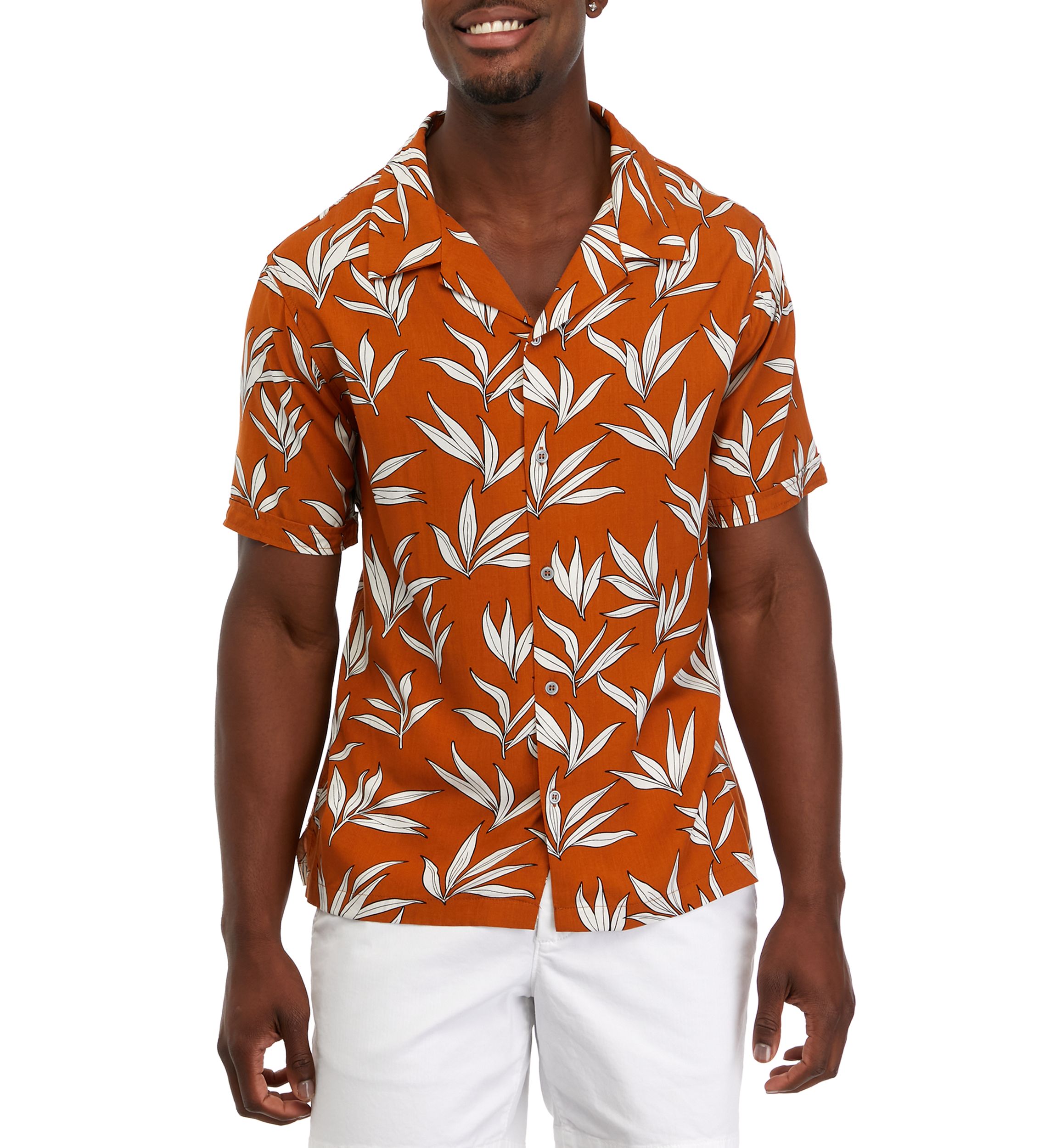 Mens Short Sleeve Floral Camp Shirt