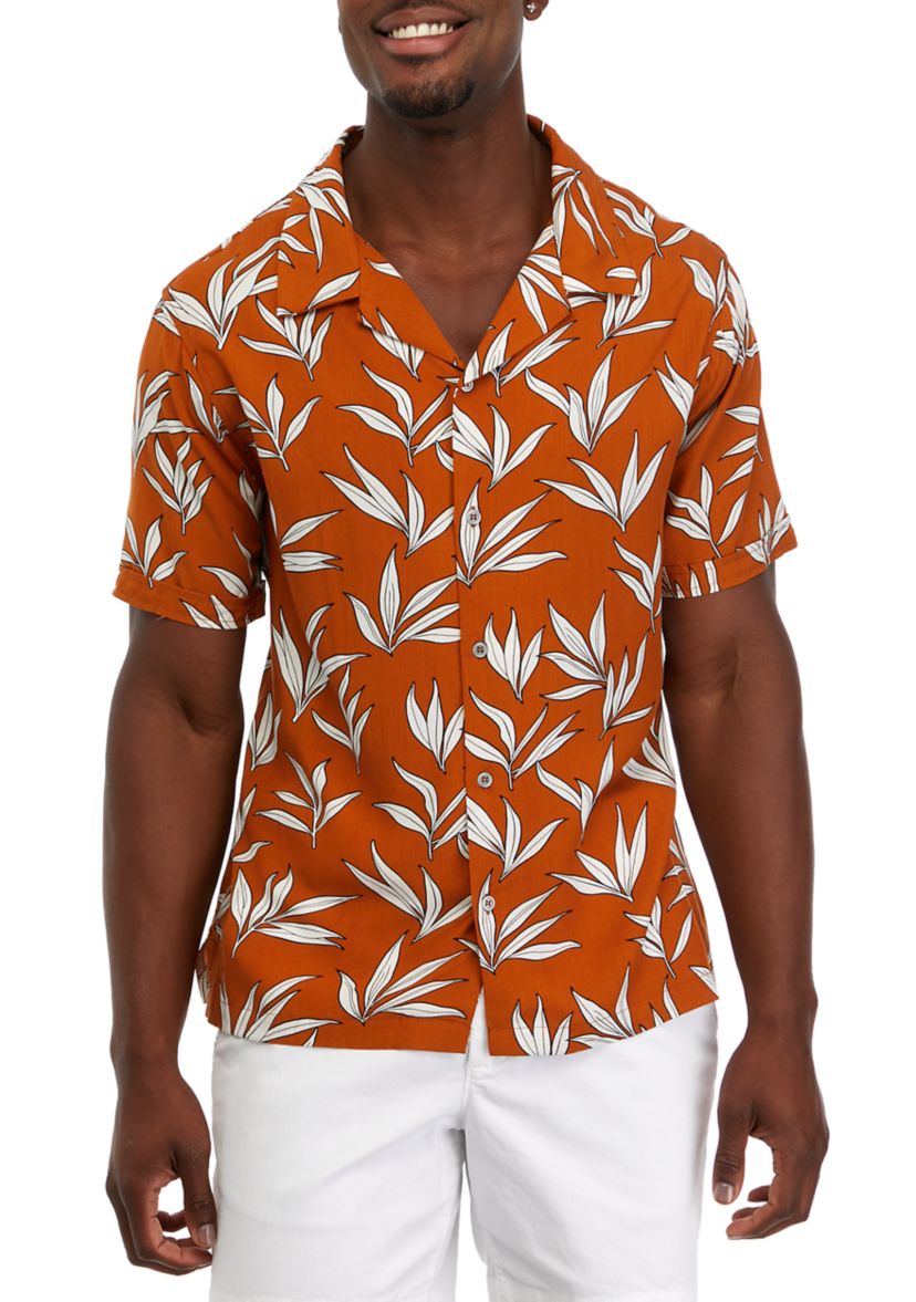 Mens Short Sleeve Floral Camp Shirt