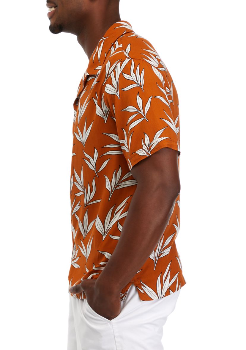 Mens Short Sleeve Floral Camp Shirt