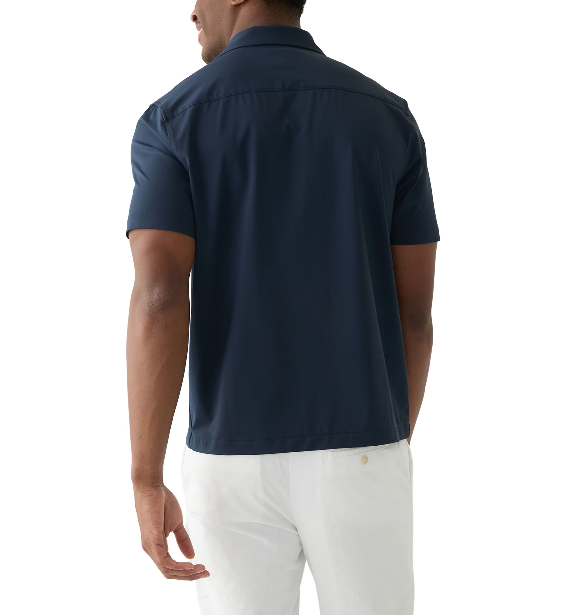 Mens Short Sleeve Stretch Knit Solid Button Down Shirt
