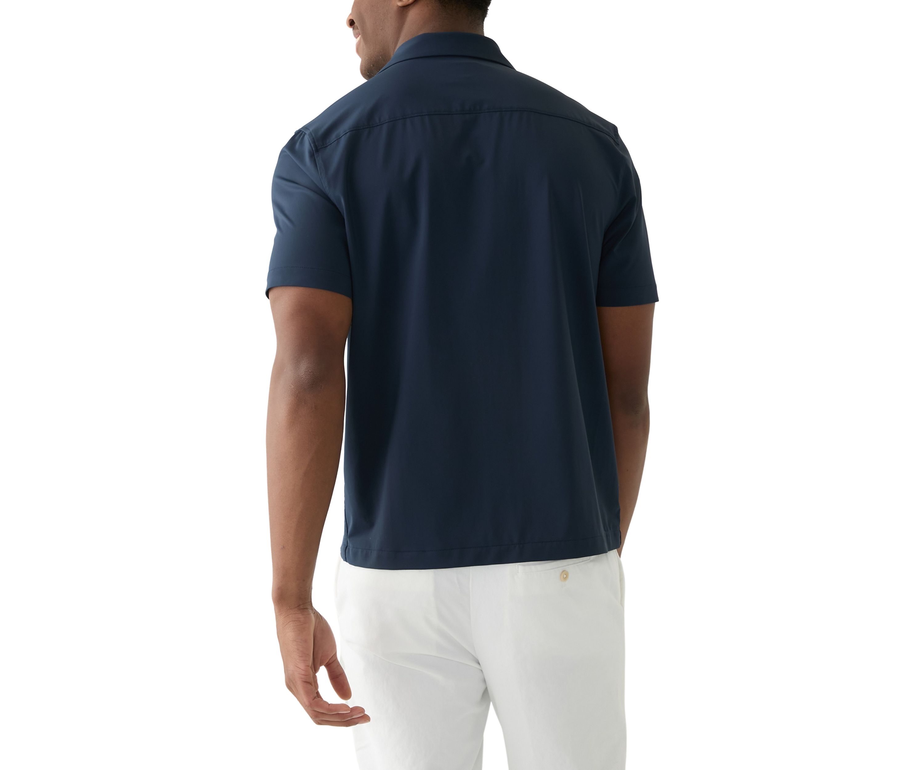 Mens Short Sleeve Stretch Knit Solid Button Down Shirt