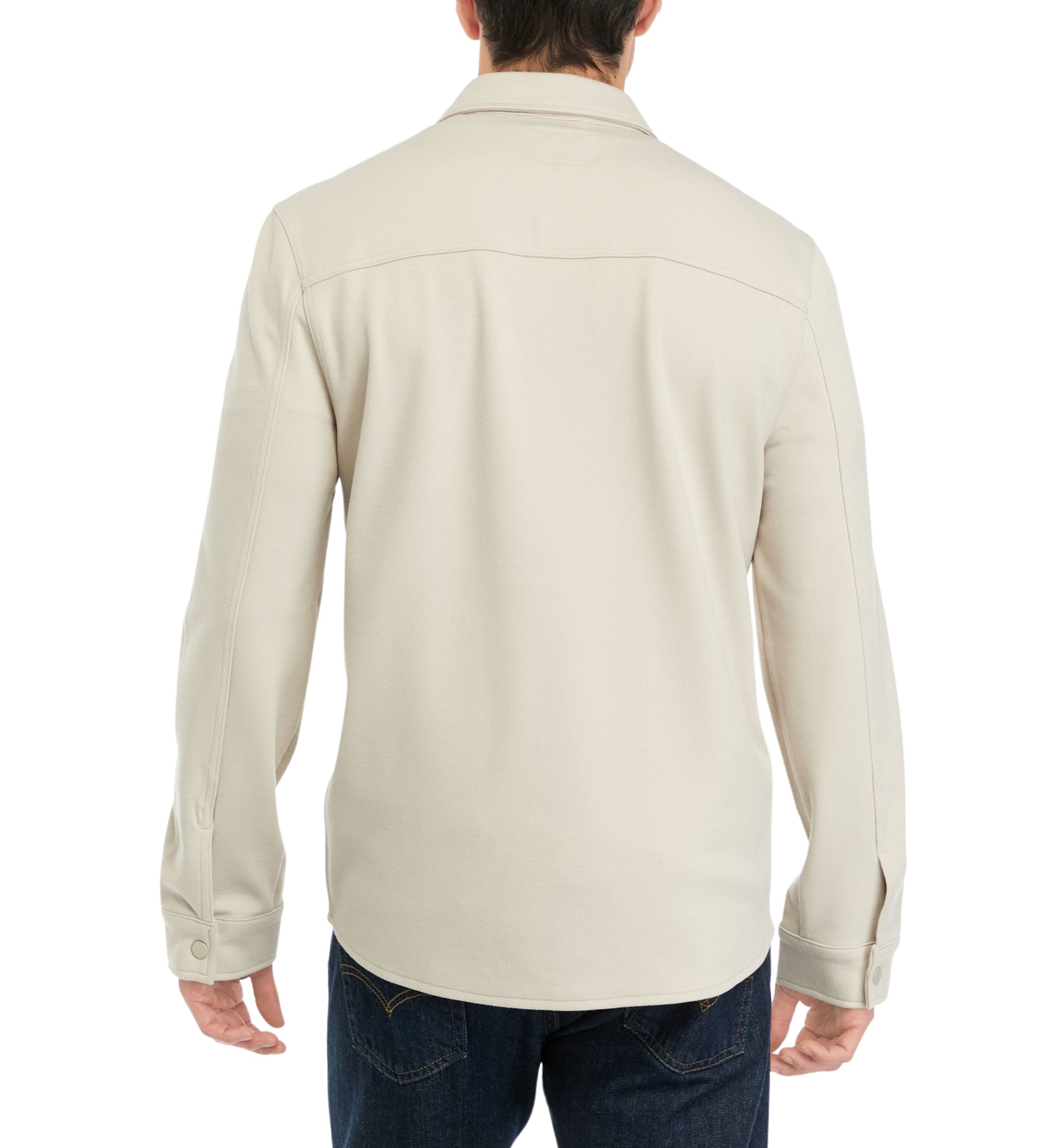 Mens Long Sleeve Collared Snap Shirt Jacket