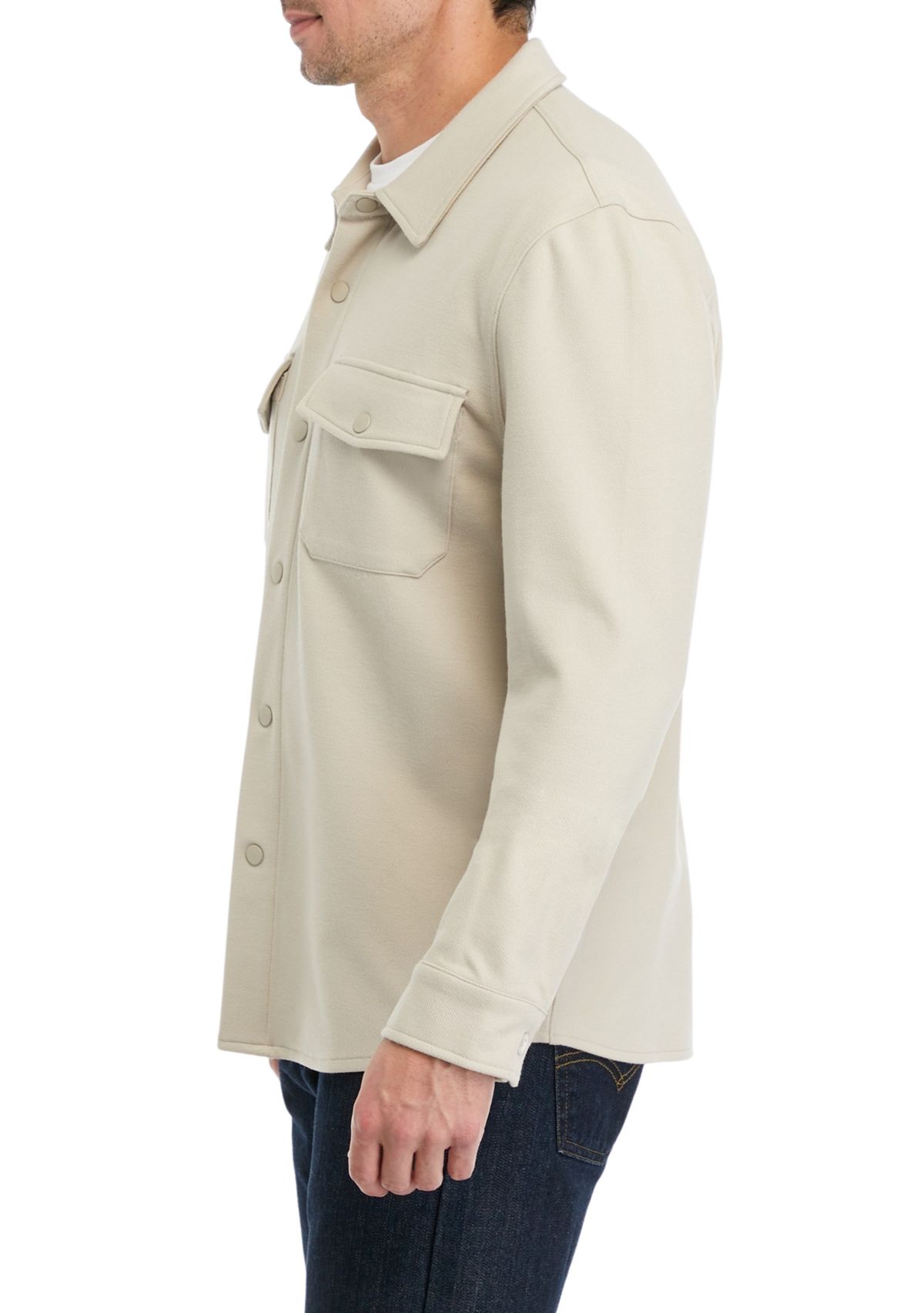Mens Long Sleeve Collared Snap Shirt Jacket