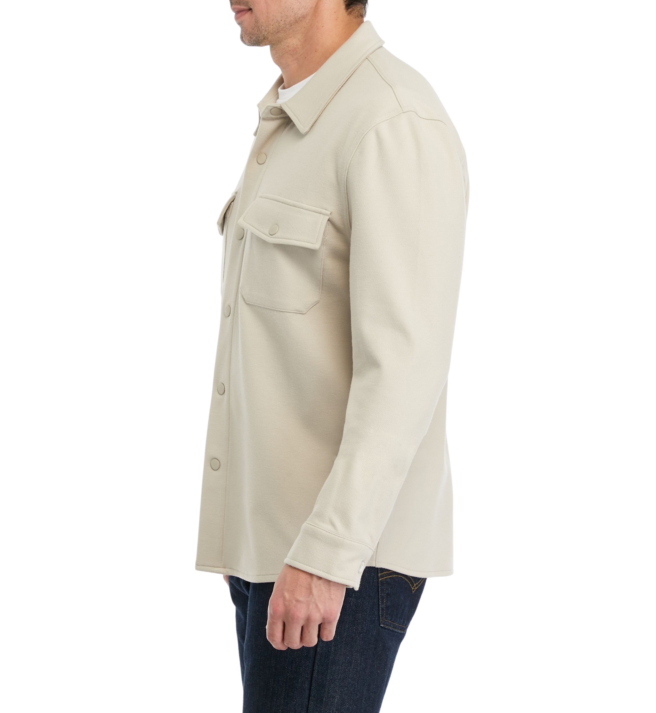 Mens Long Sleeve Collared Snap Shirt Jacket
