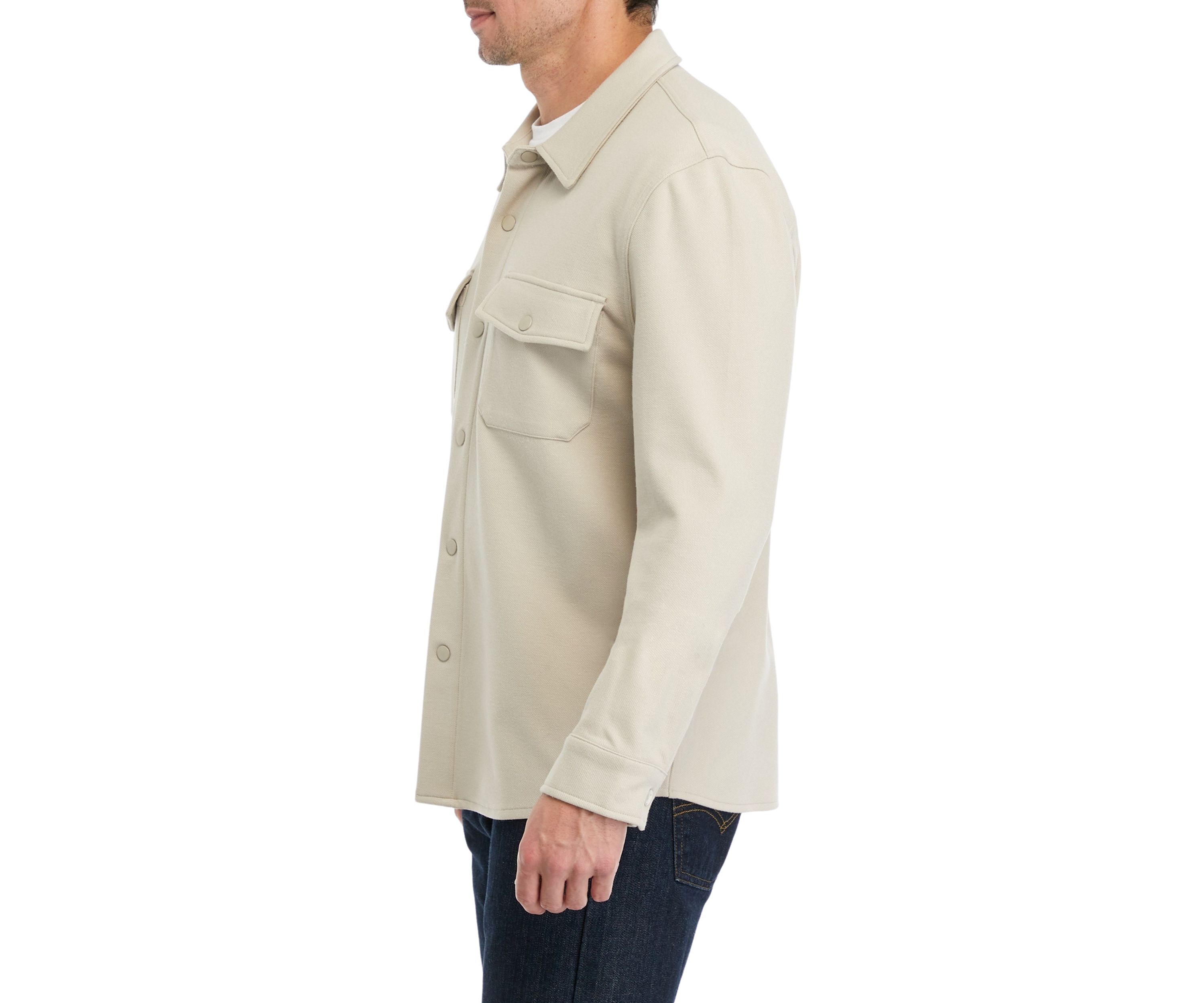 Mens Long Sleeve Collared Snap Shirt Jacket