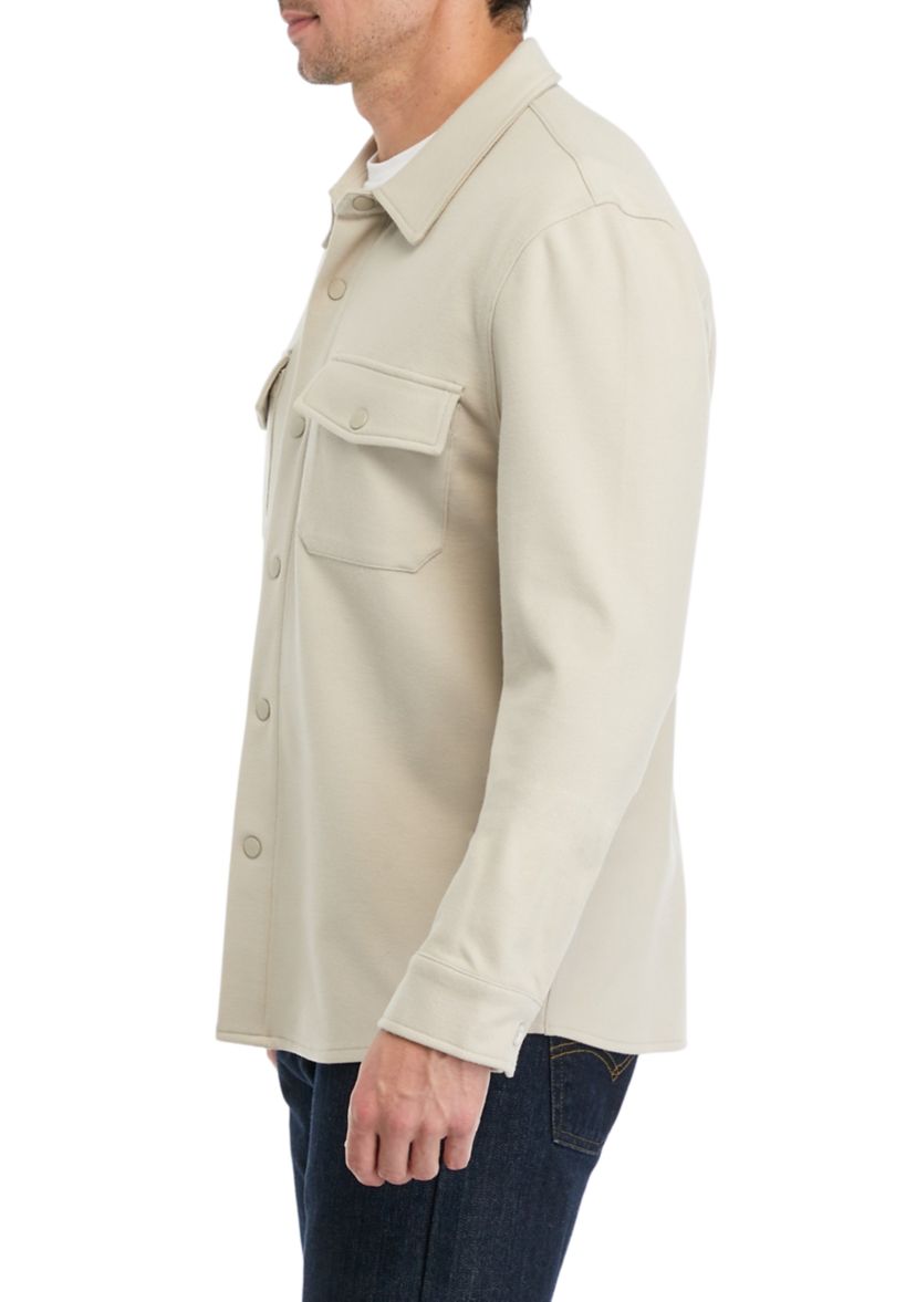 Mens Long Sleeve Collared Snap Shirt Jacket
