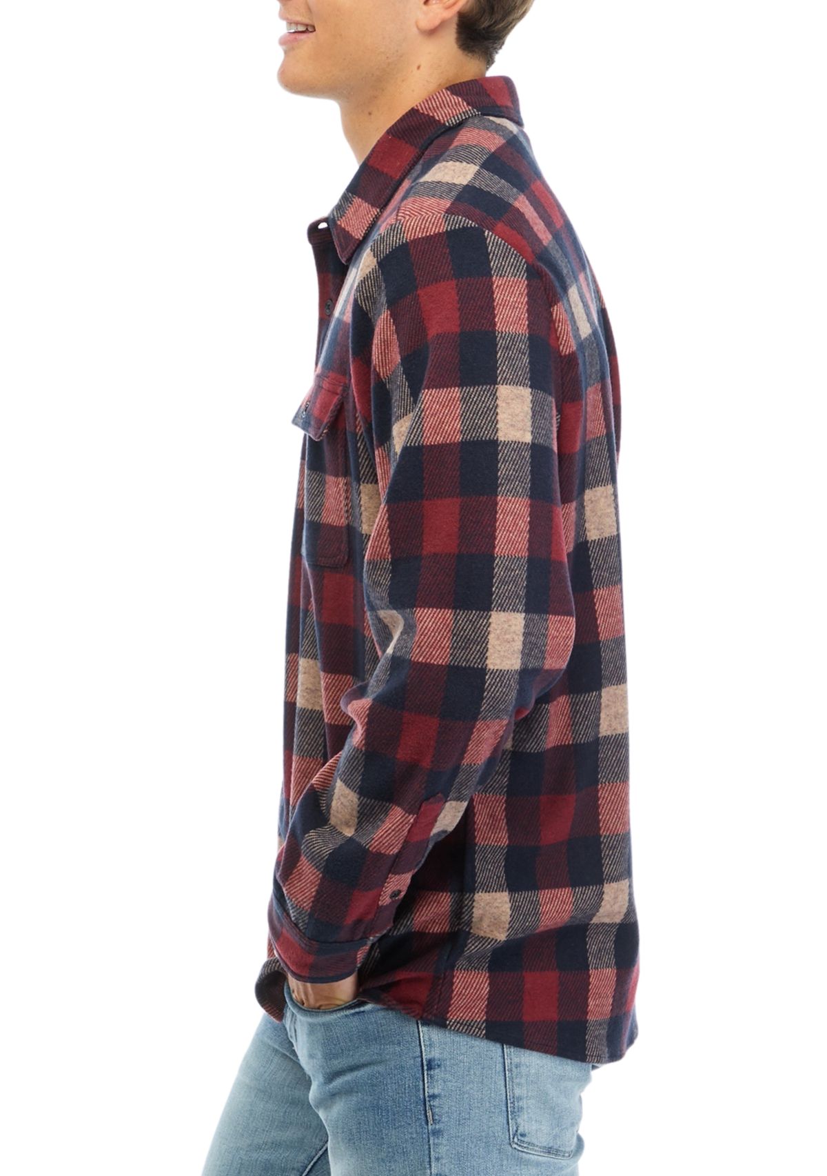 Mens Stretch Flannel Button Down Shirt