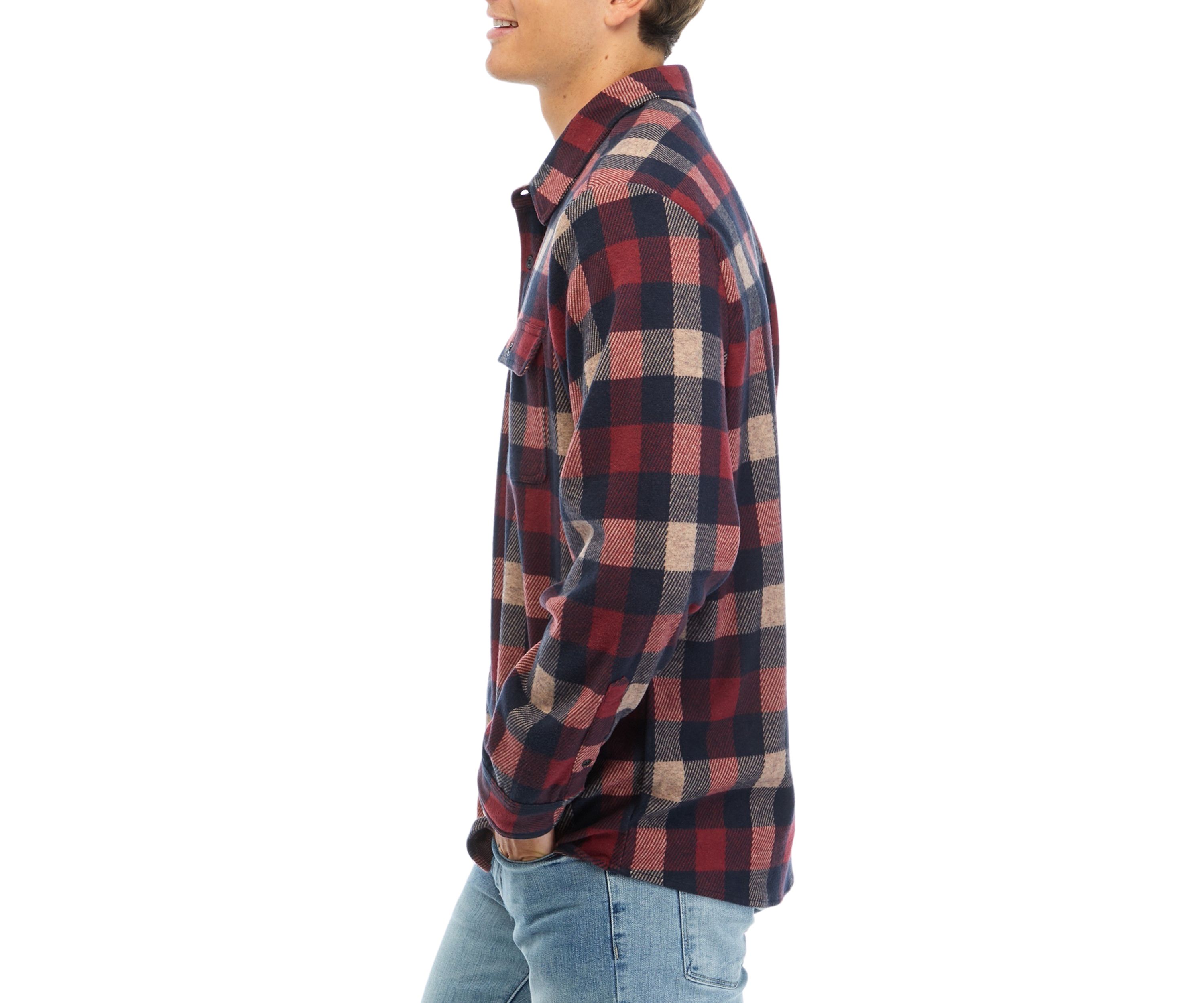 Mens Stretch Flannel Button Down Shirt