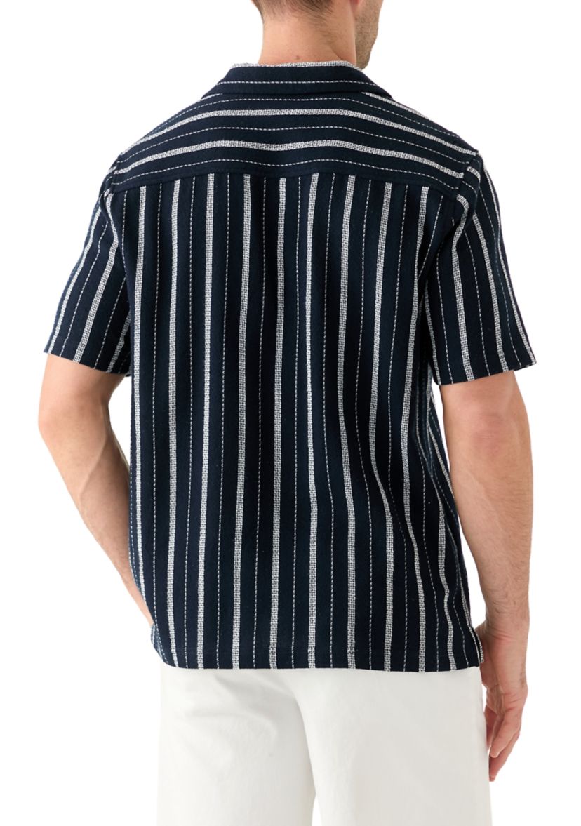 Mens Striped Button Down Dobby Shirt
