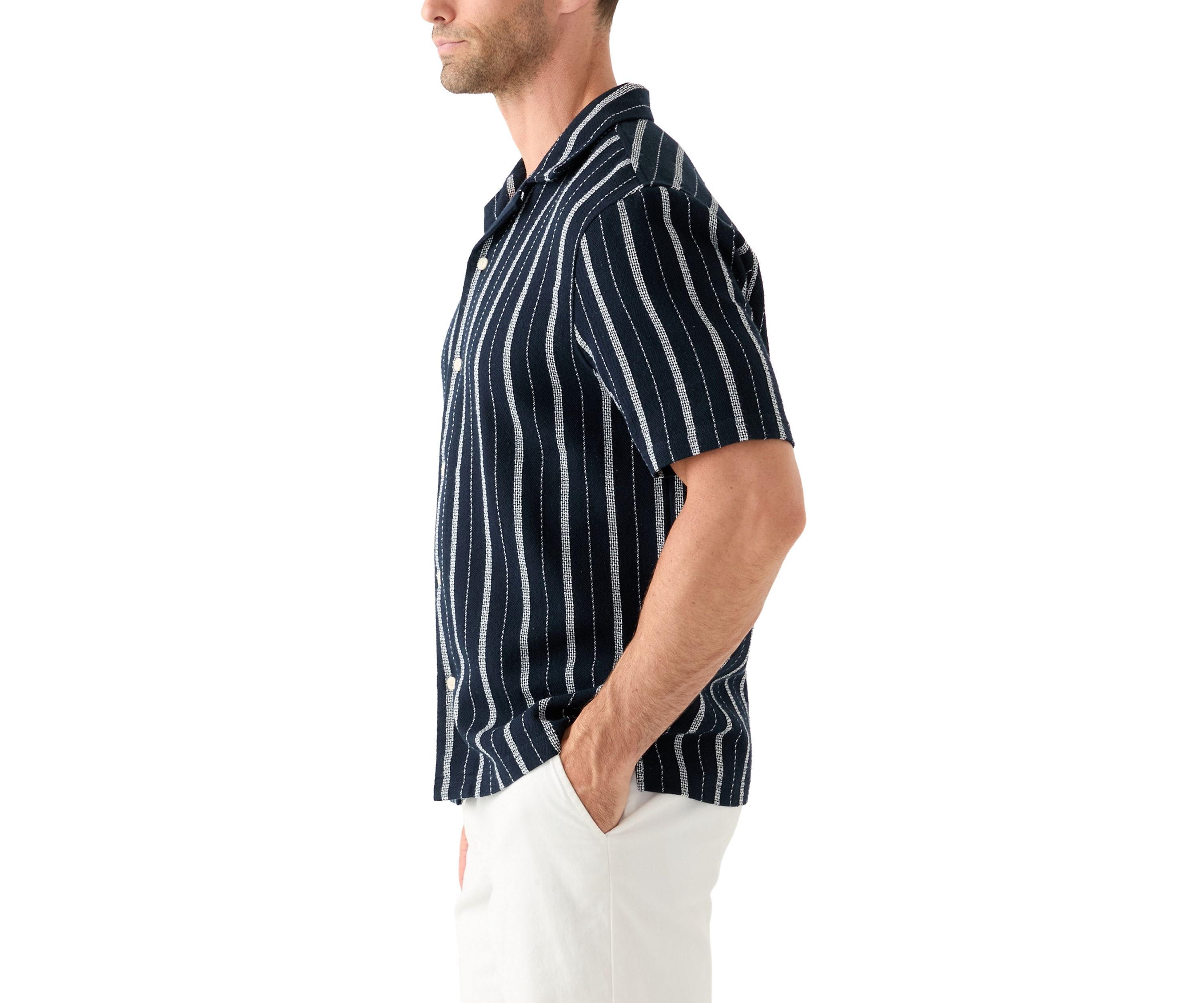 Mens Striped Button Down Dobby Shirt