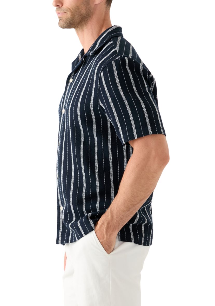 Mens Striped Button Down Dobby Shirt