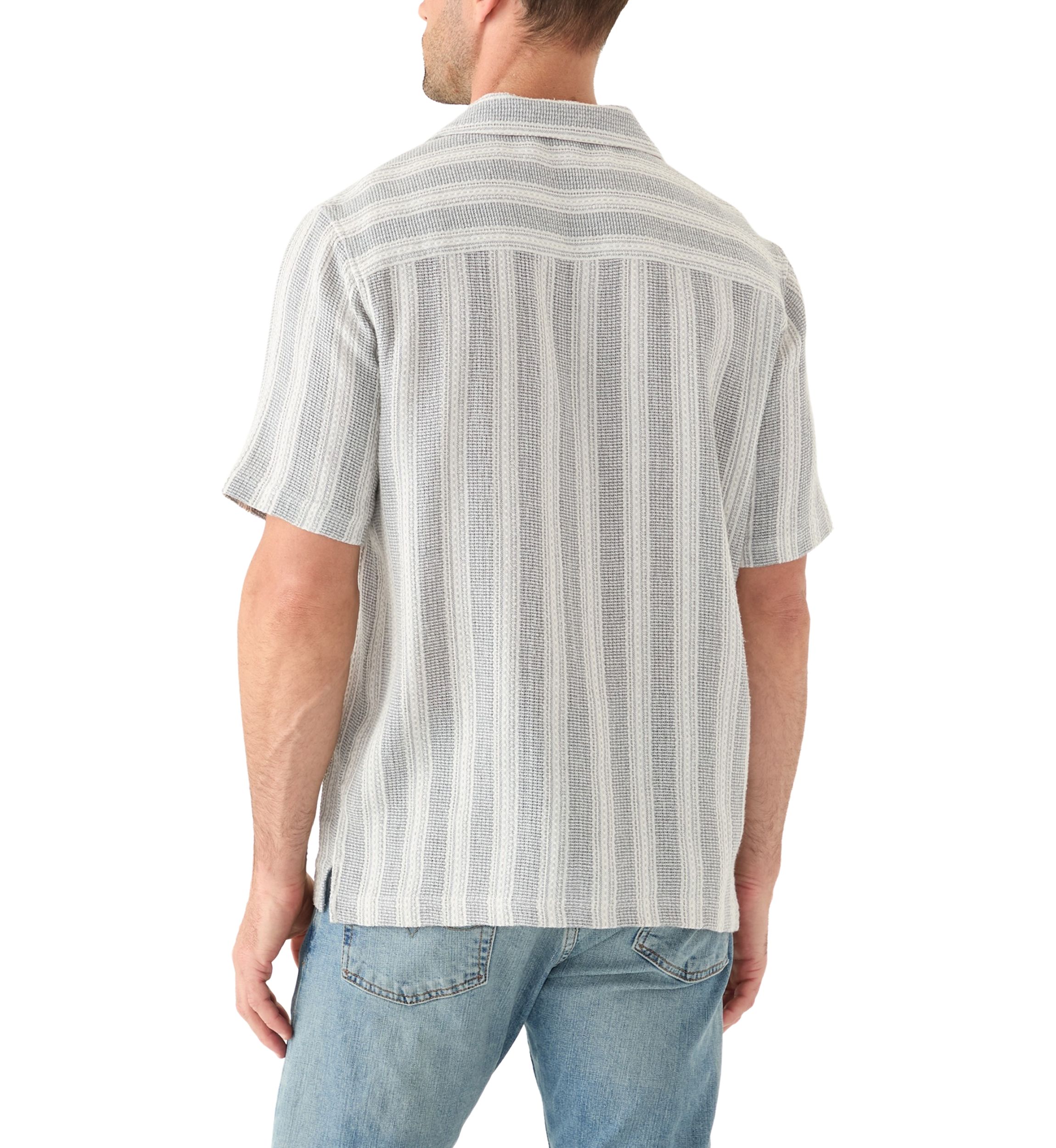 Mens Striped Button Down Dobby Shirt