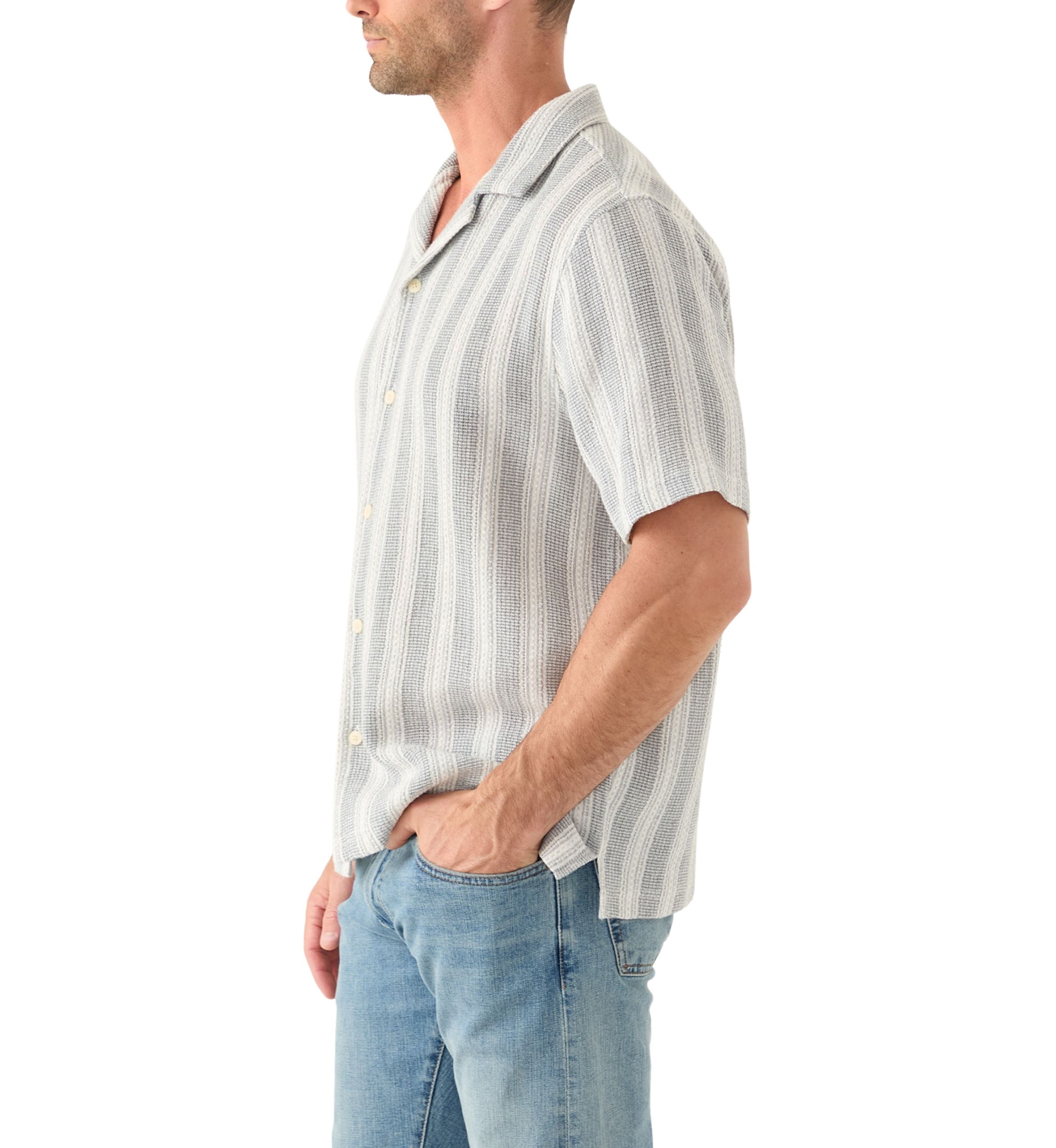 Mens Striped Button Down Dobby Shirt