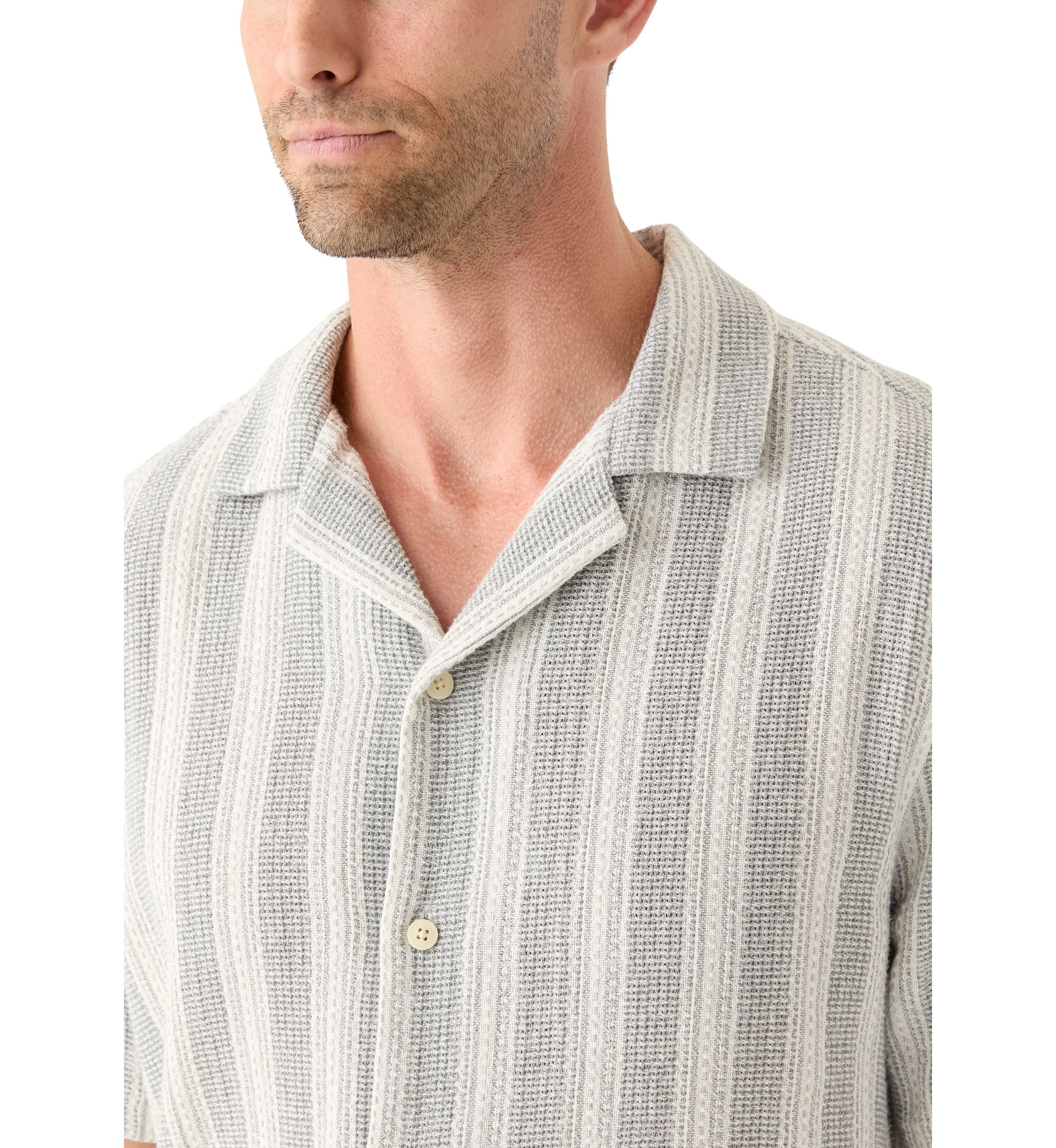 Mens Striped Button Down Dobby Shirt