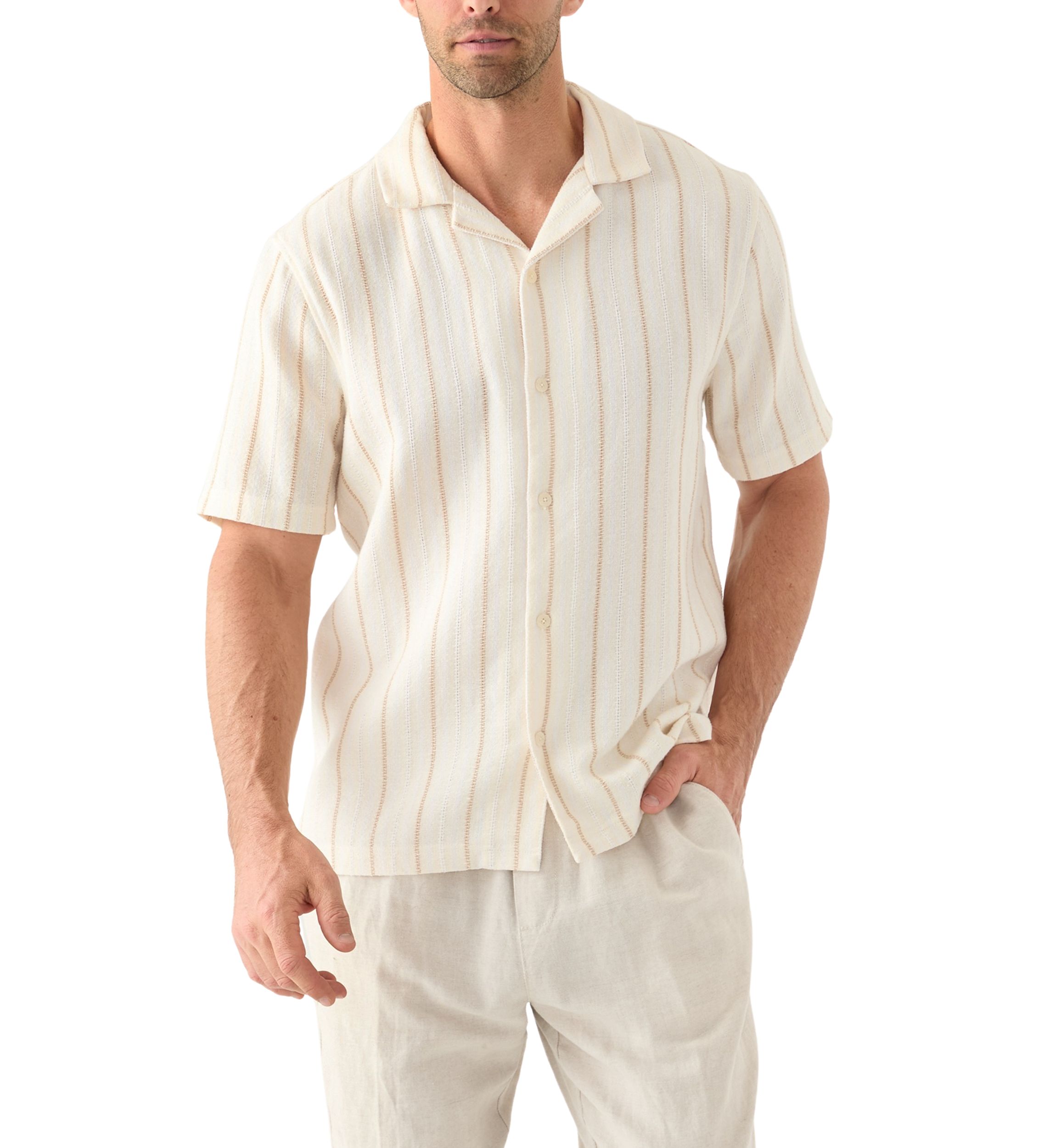 Mens Striped Button Down Dobby Shirt