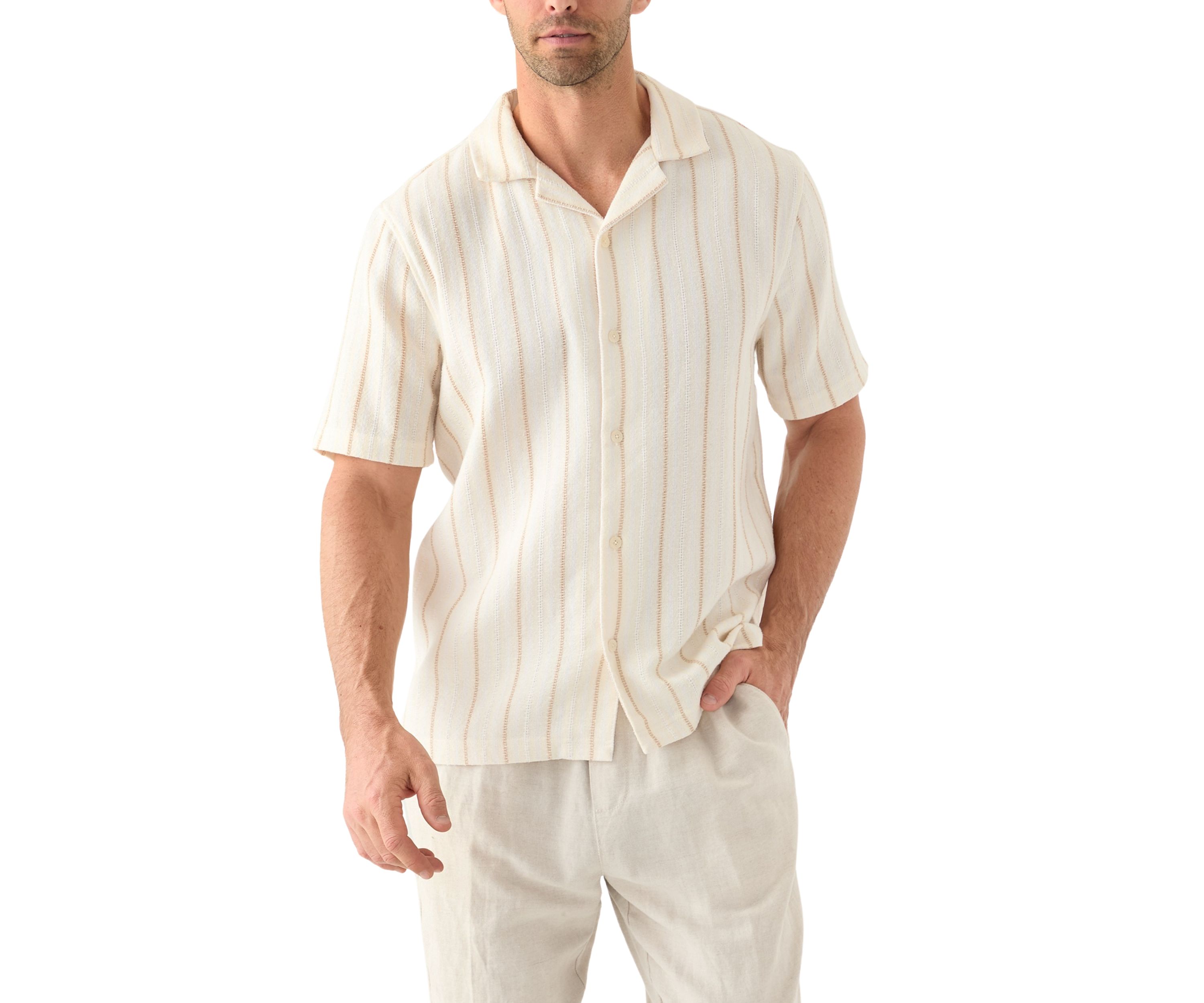 Mens Striped Button Down Dobby Shirt