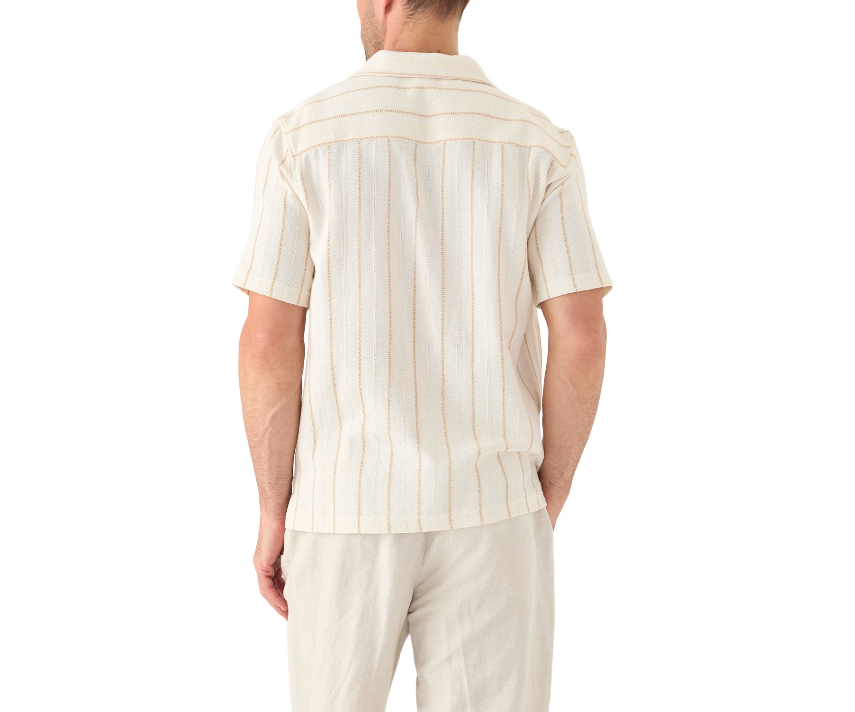 Mens Striped Button Down Dobby Shirt