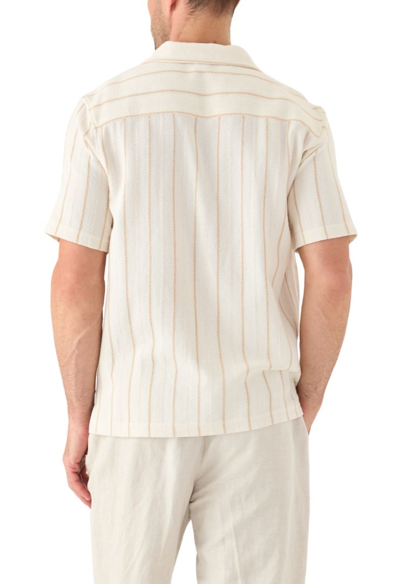 Mens Striped Button Down Dobby Shirt