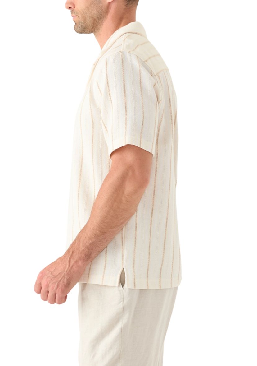 Mens Striped Button Down Dobby Shirt