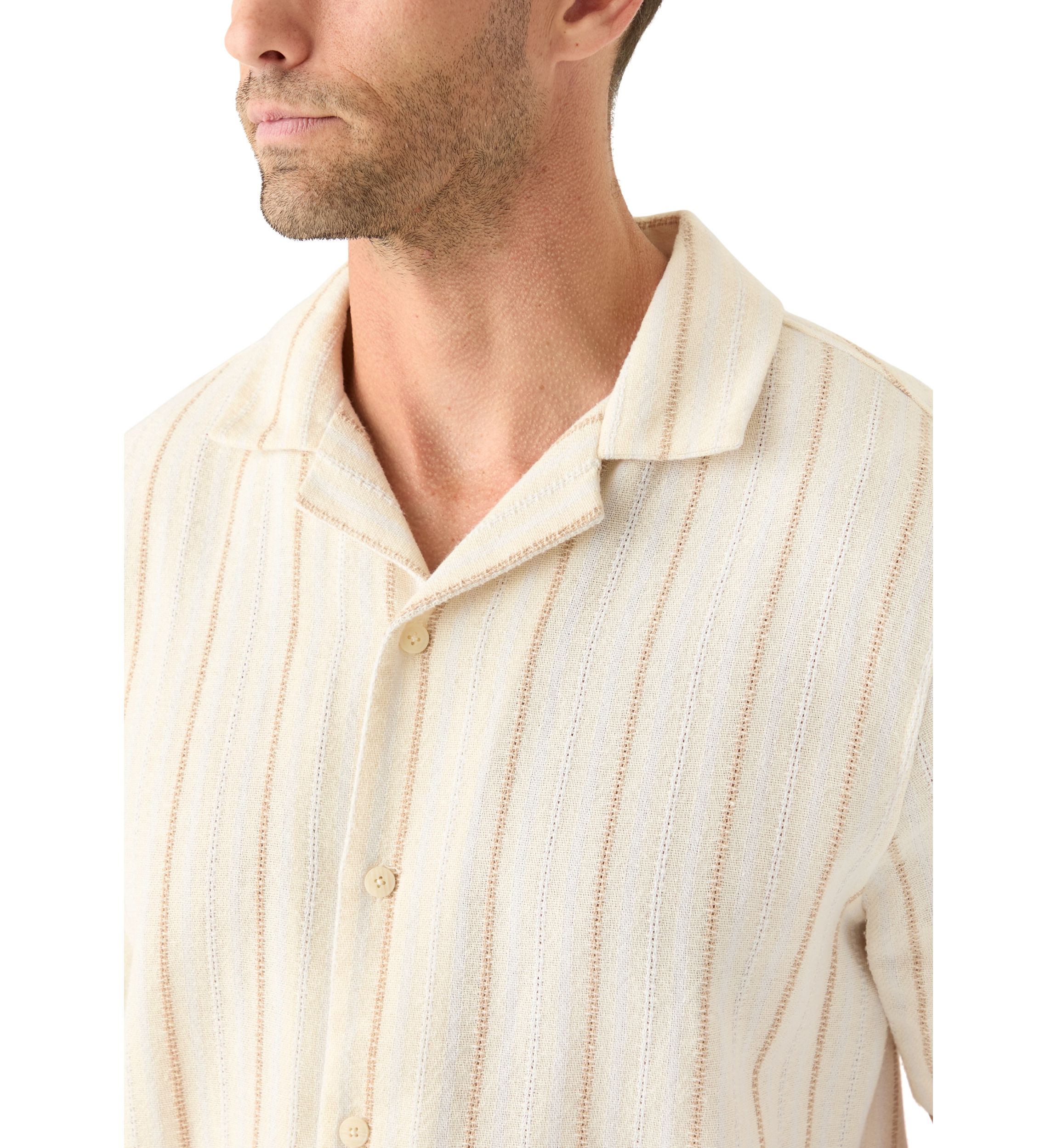 Mens Striped Button Down Dobby Shirt