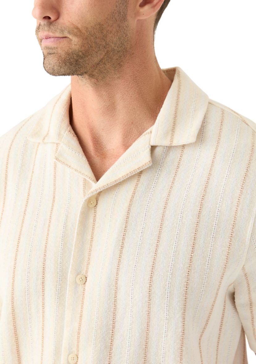 Mens Striped Button Down Dobby Shirt