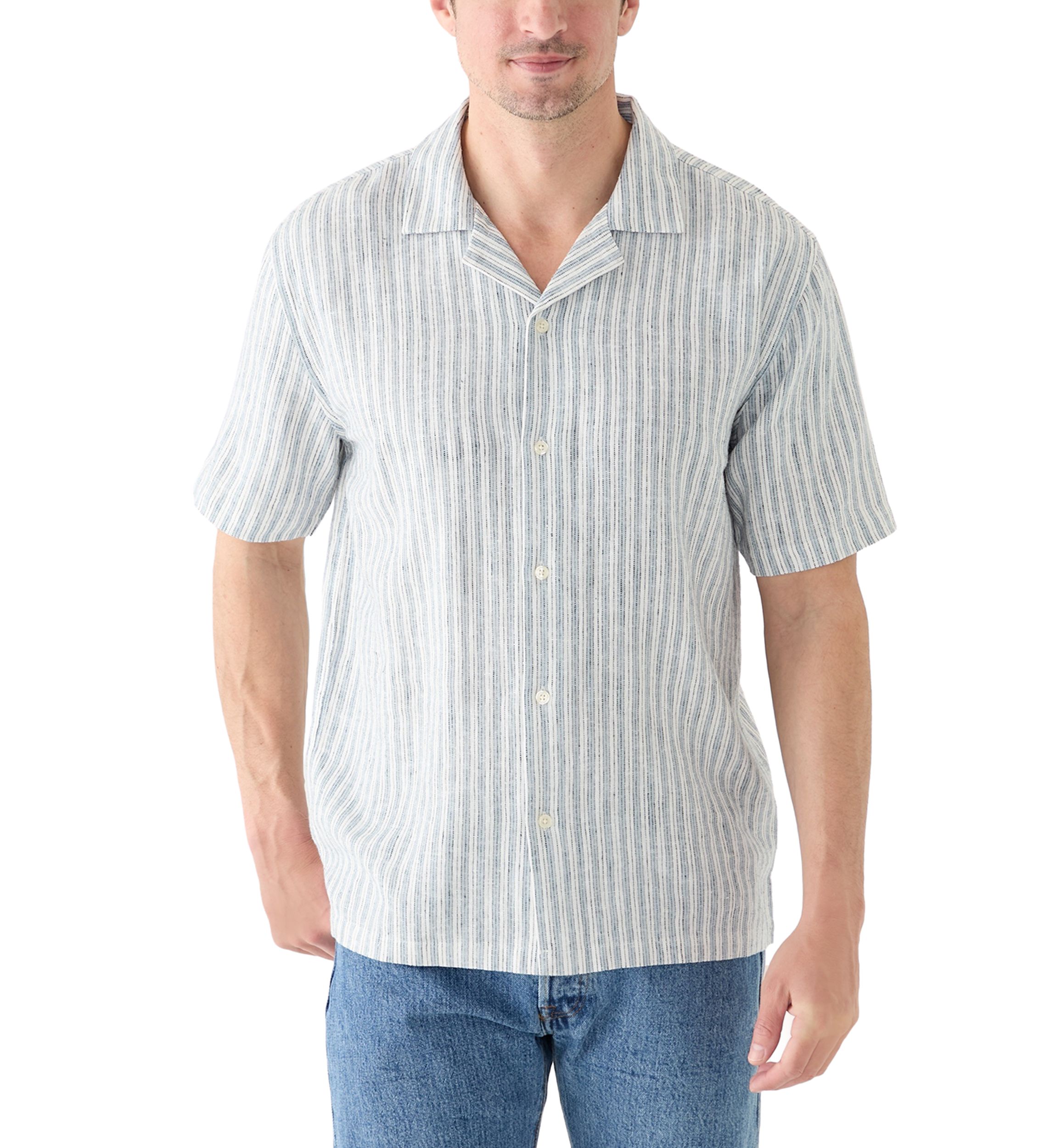 Short Sleeve Stripe Linen Shirt