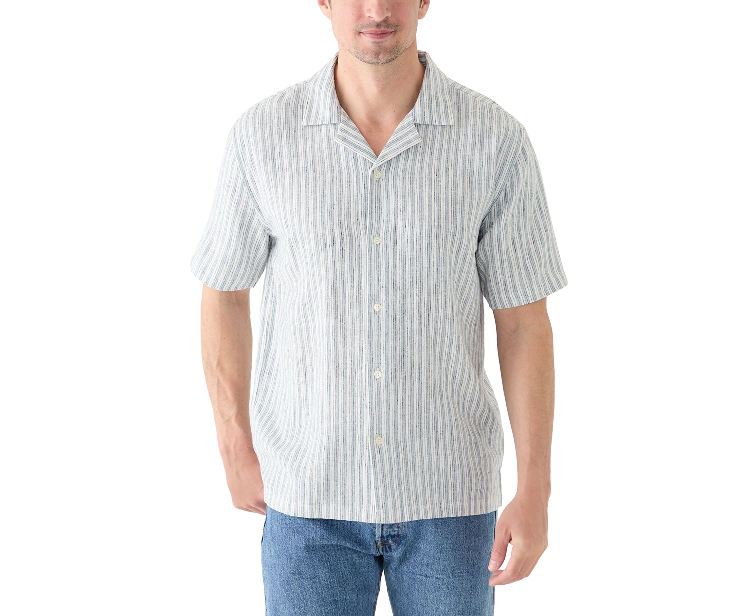 Short Sleeve Stripe Linen Shirt