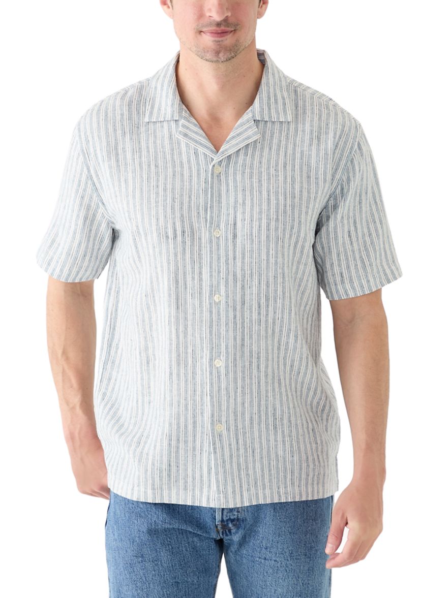 Short Sleeve Stripe Linen Shirt