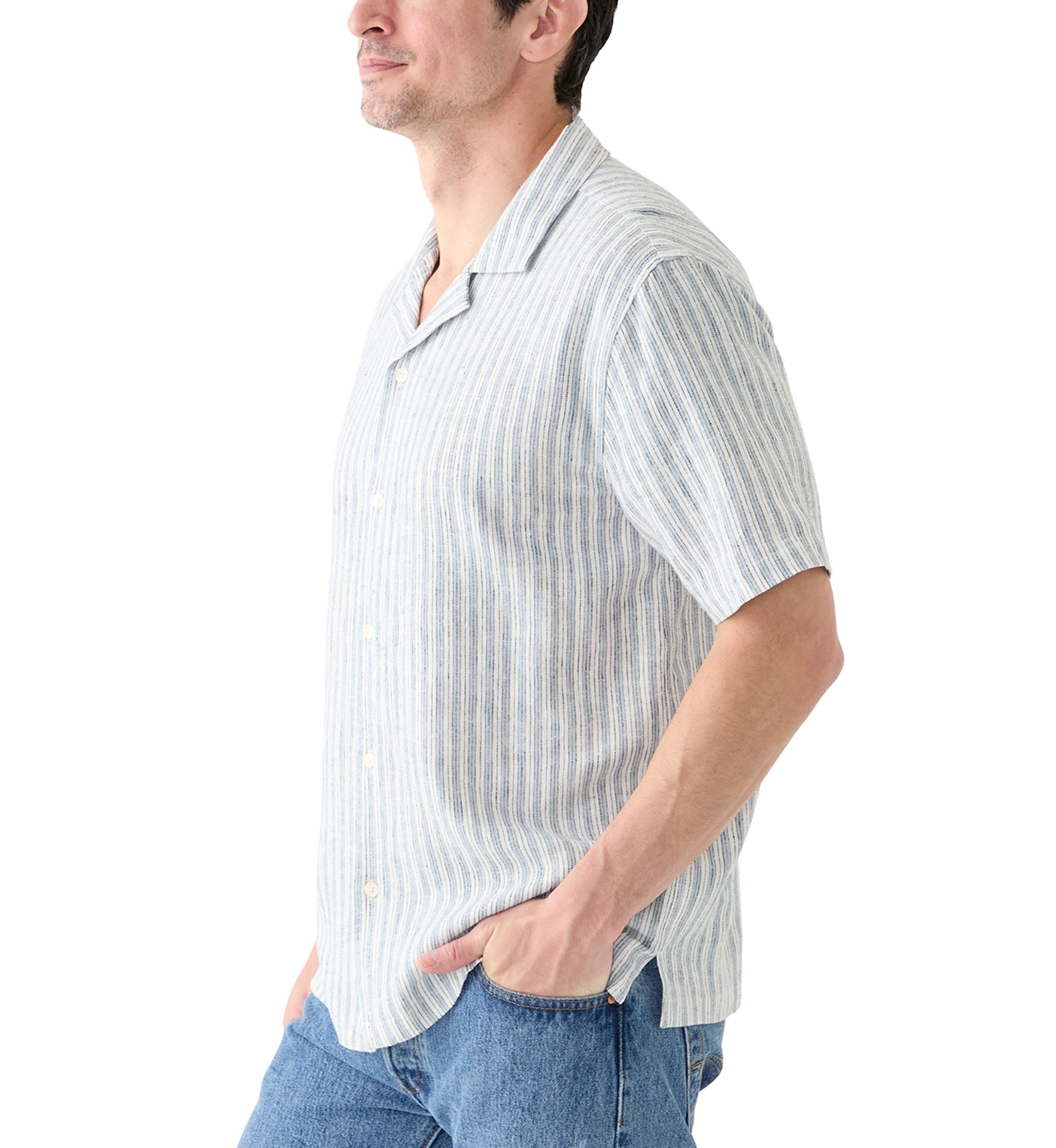 Short Sleeve Stripe Linen Shirt