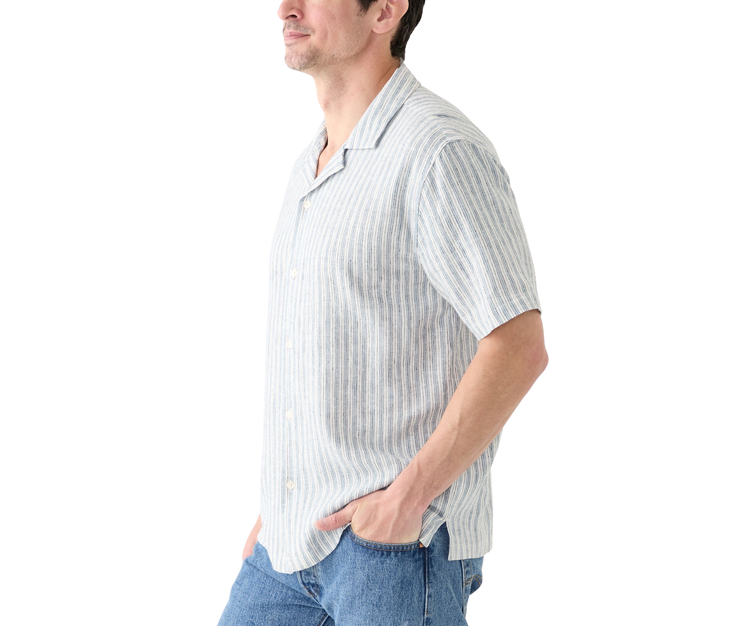 Short Sleeve Stripe Linen Shirt