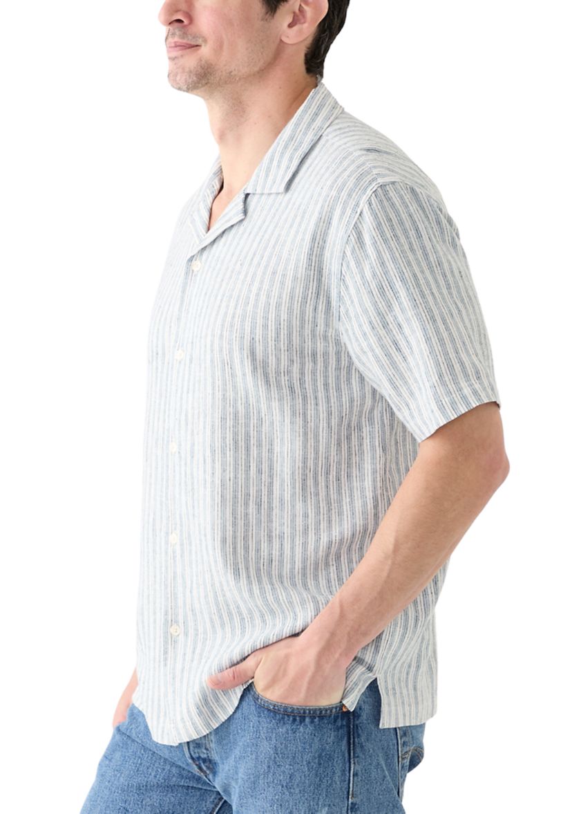 Short Sleeve Stripe Linen Shirt