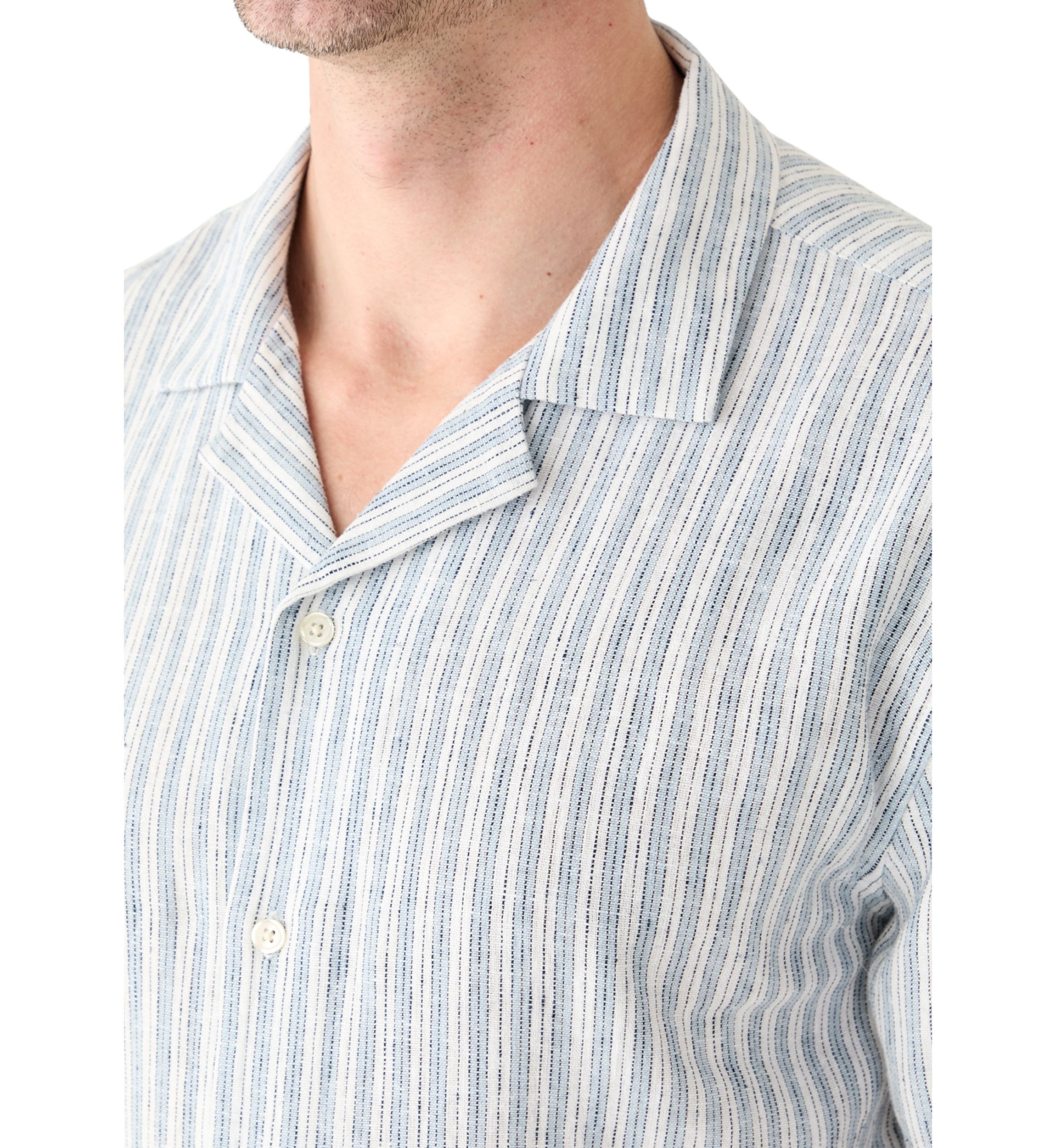 Short Sleeve Stripe Linen Shirt