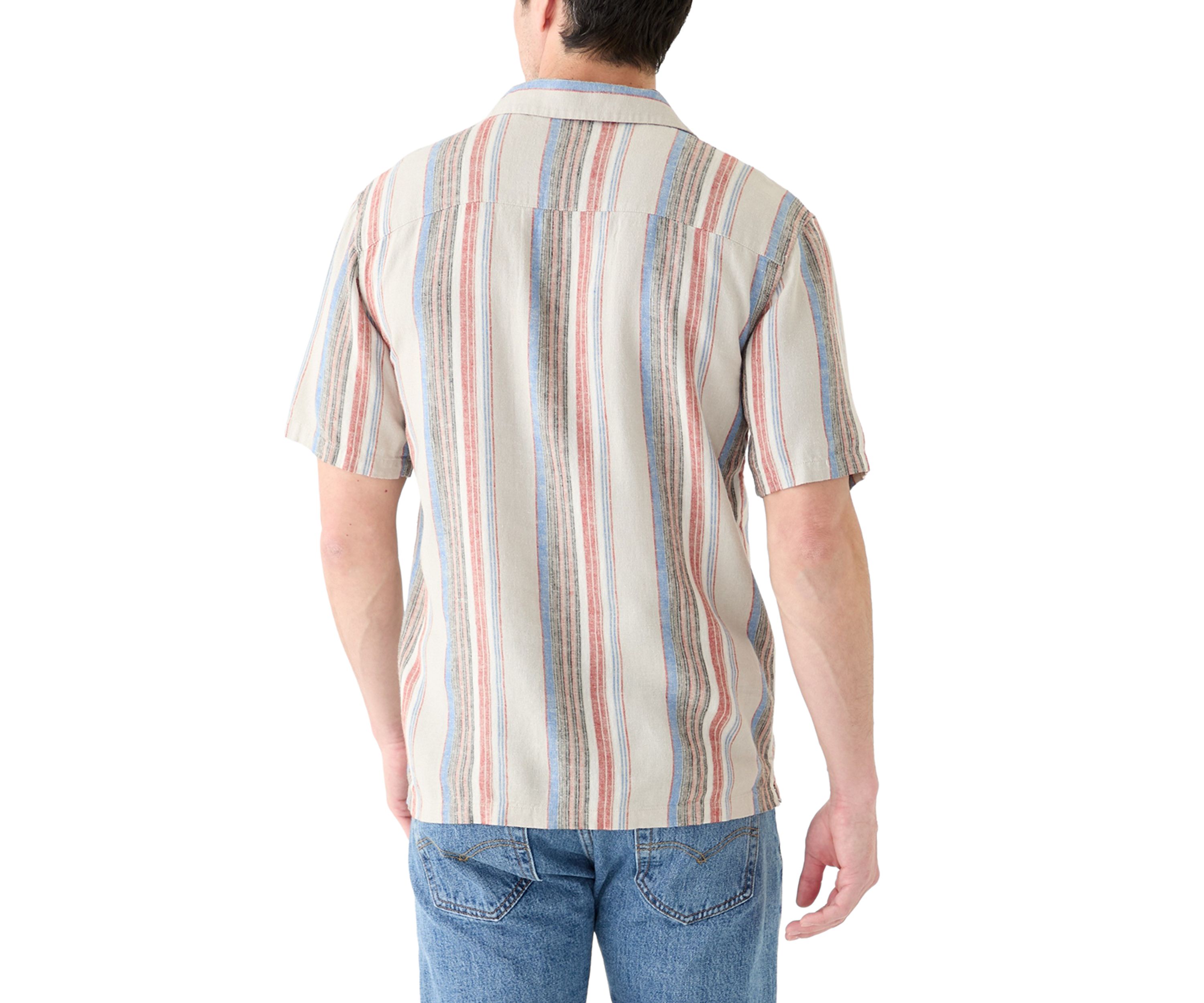 Short Sleeve Stripe Linen Camp Shirt