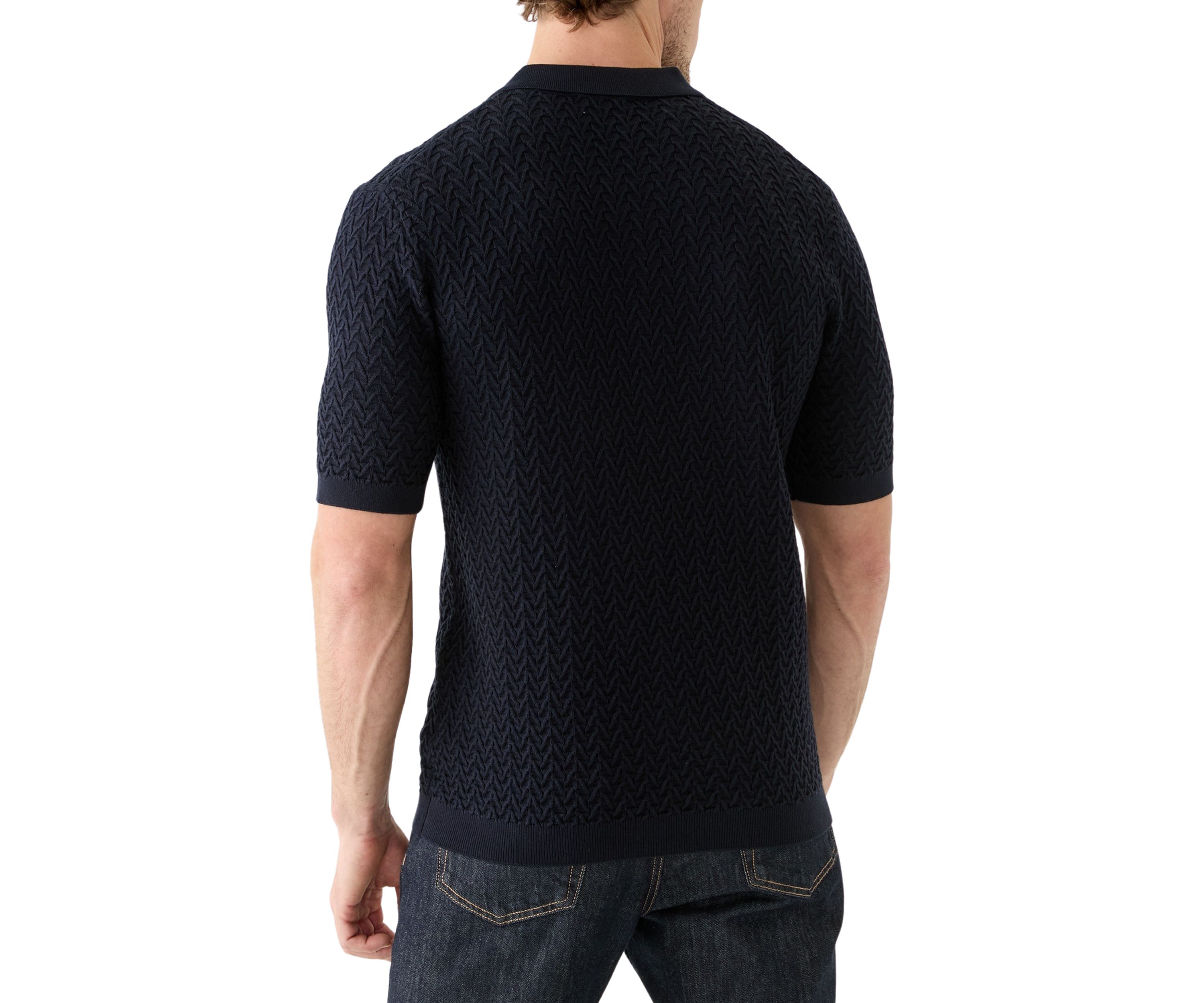 Short Sleeve Textured Zip Sweater Polo Shirt 