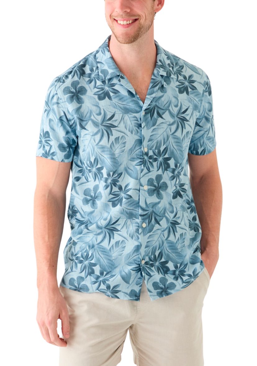 Mens Short Sleeve Printed Camp Shirt