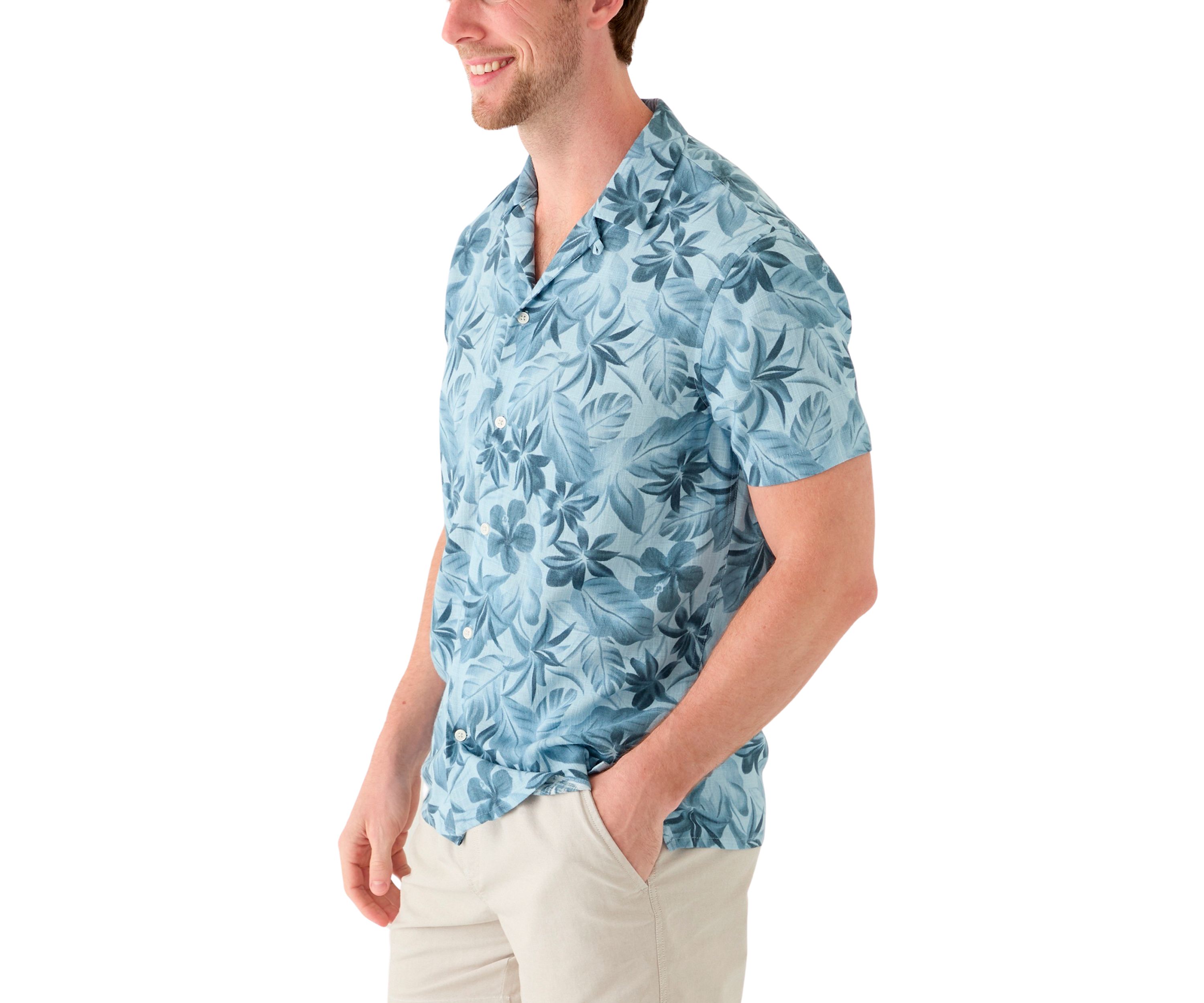 Mens Short Sleeve Printed Camp Shirt