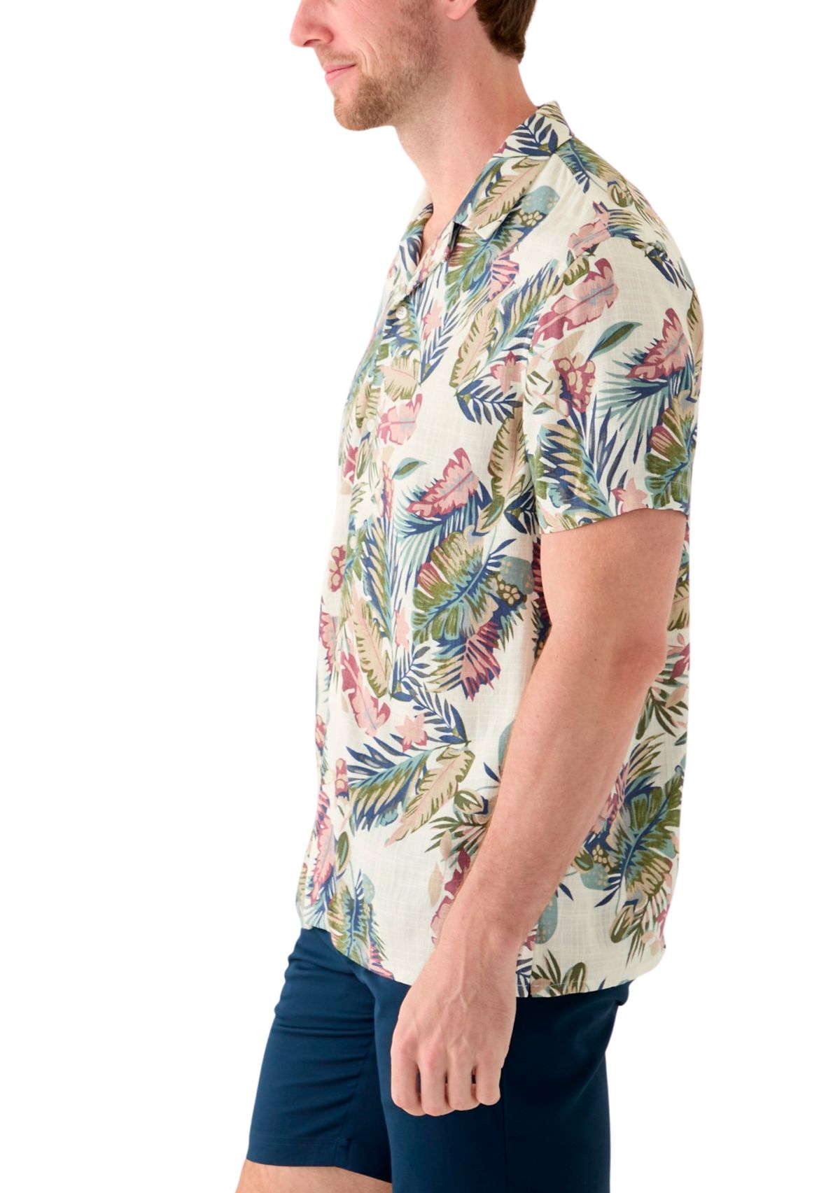 Mens Short Sleeve Printed Camp Shirt