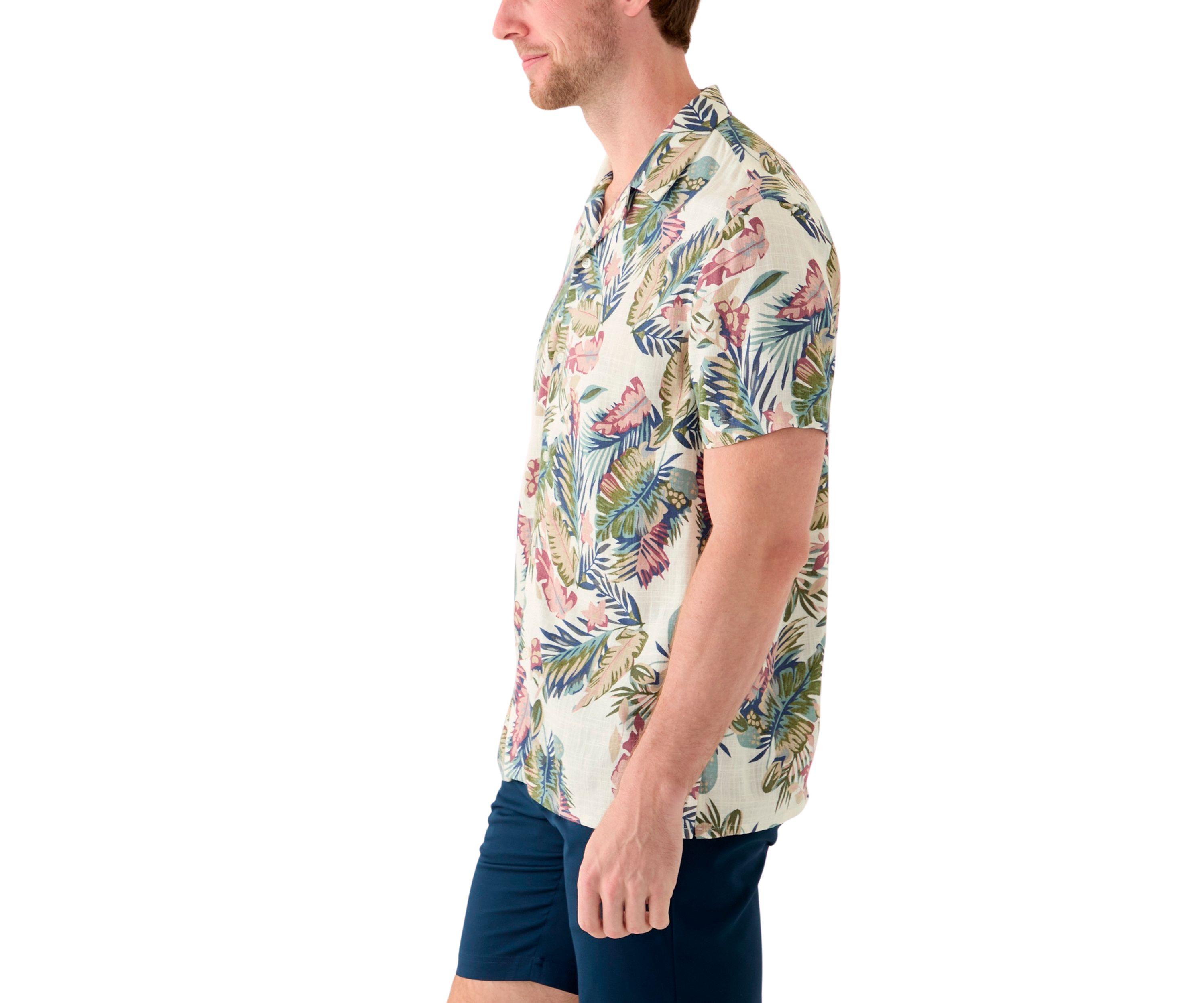 Mens Short Sleeve Printed Camp Shirt